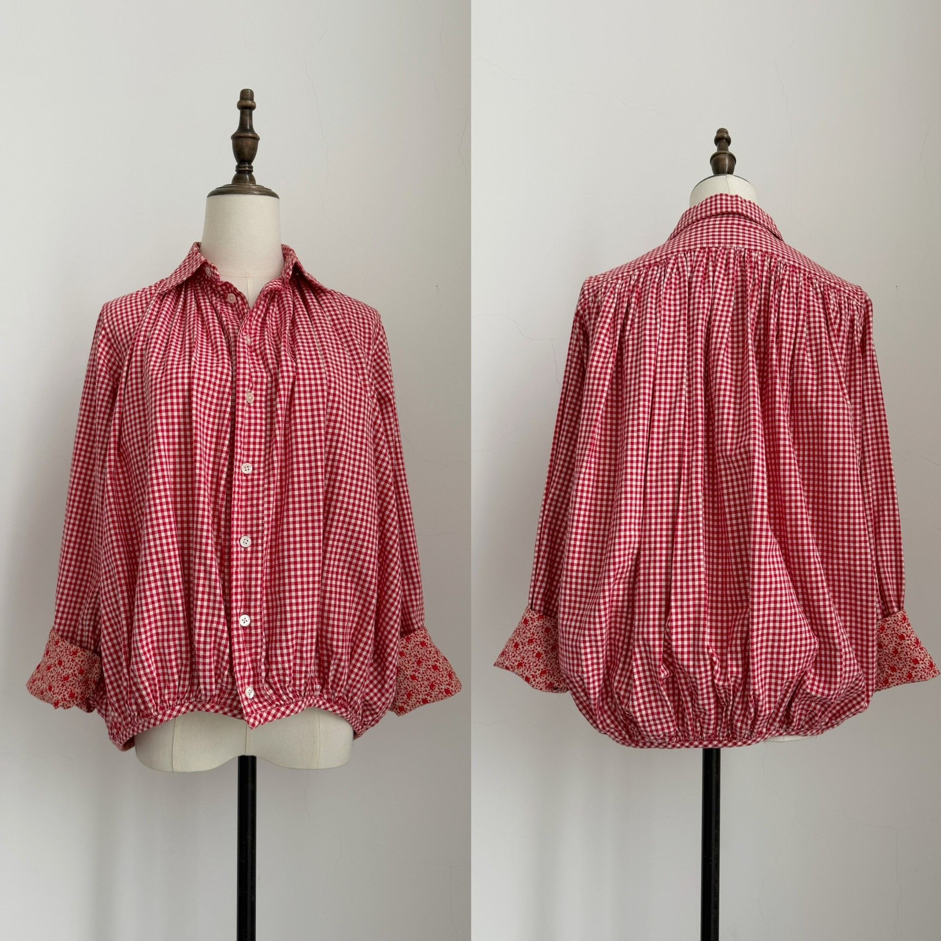Kapital Kapital Red Check 3D Bubble Shirt Size XS / US 0-2 / IT 36-38 - 7 Thumbnail