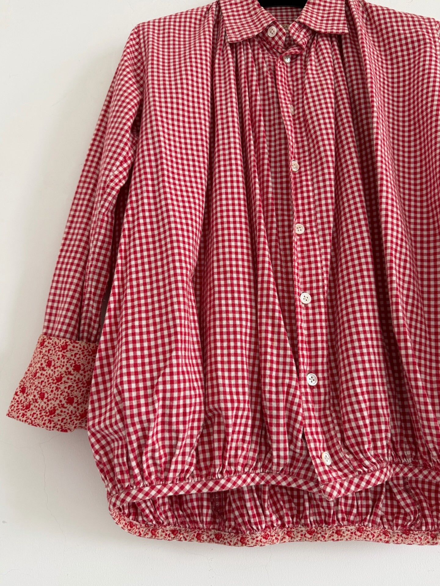 Kapital Kapital Red Check 3D Bubble Shirt Size XS / US 0-2 / IT 36-38 - 3 Thumbnail