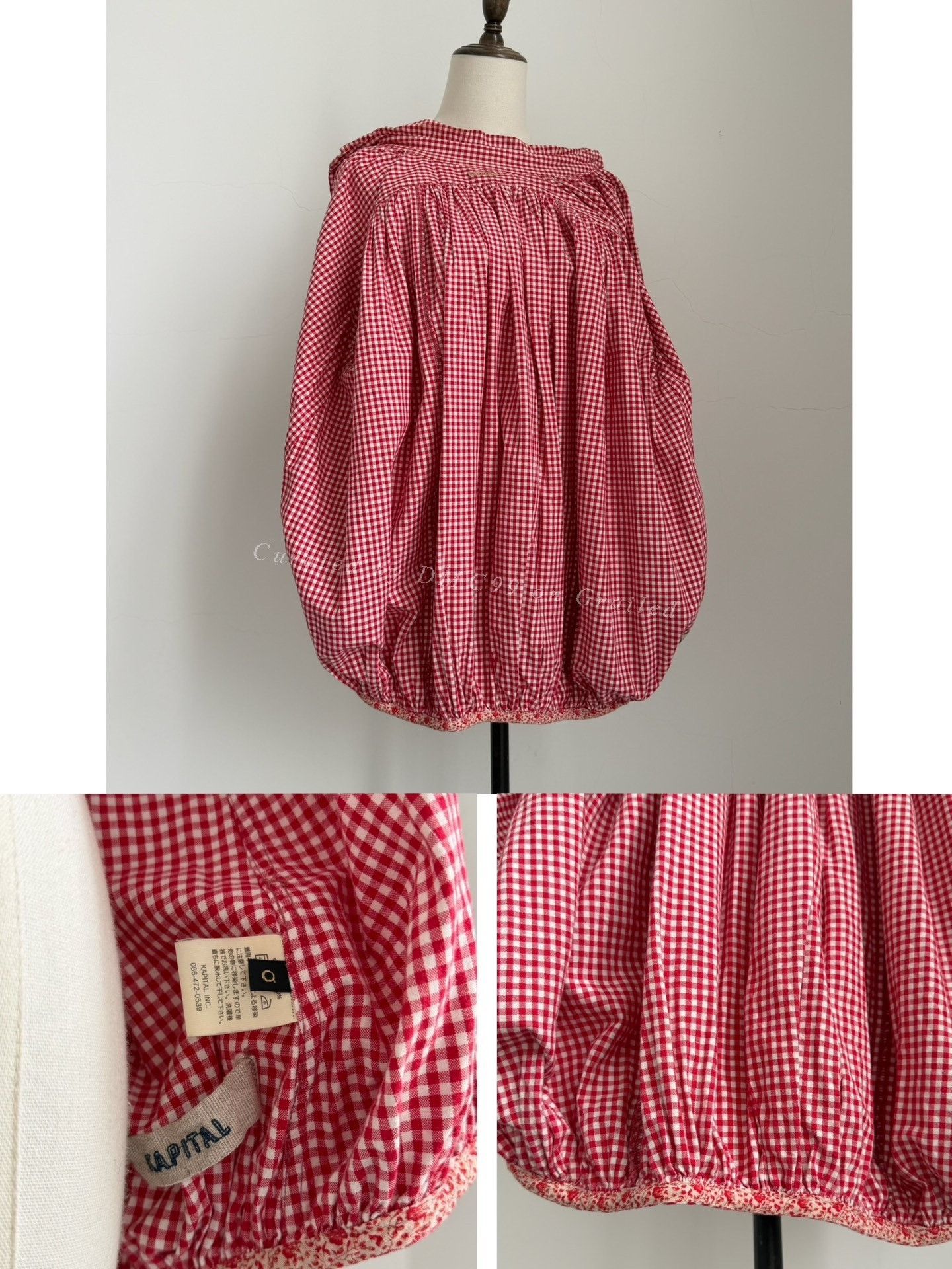 Kapital Kapital Red Check 3D Bubble Shirt Size XS / US 0-2 / IT 36-38 - 8 Thumbnail