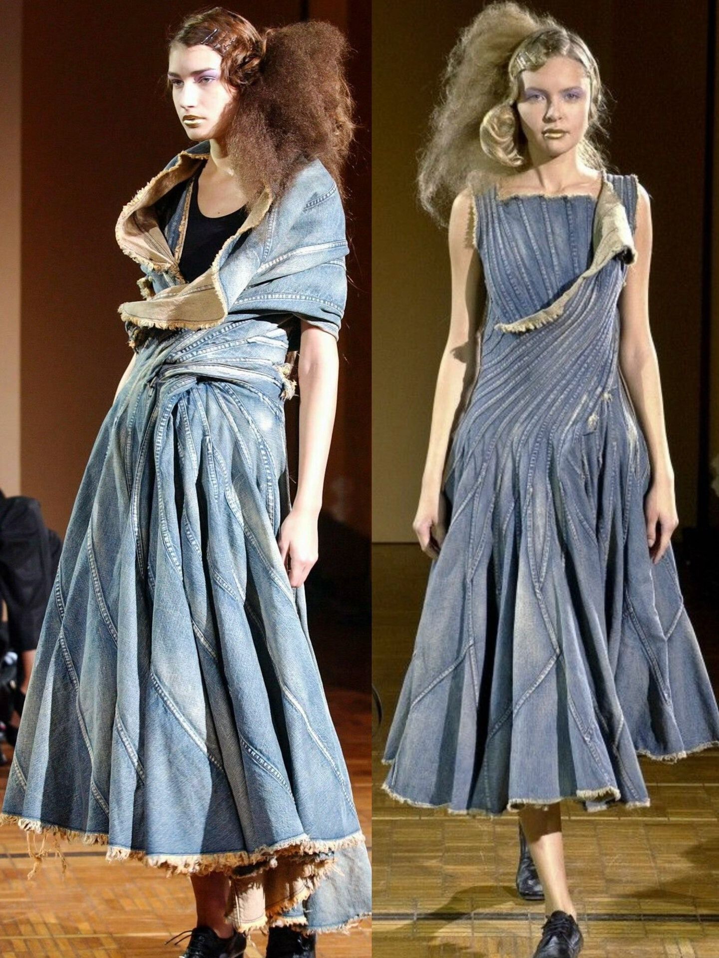 Junya Watanabe Junya Watanabe 2002 Deconstructed Denim Long Skirt Size 37" - 9 Thumbnail