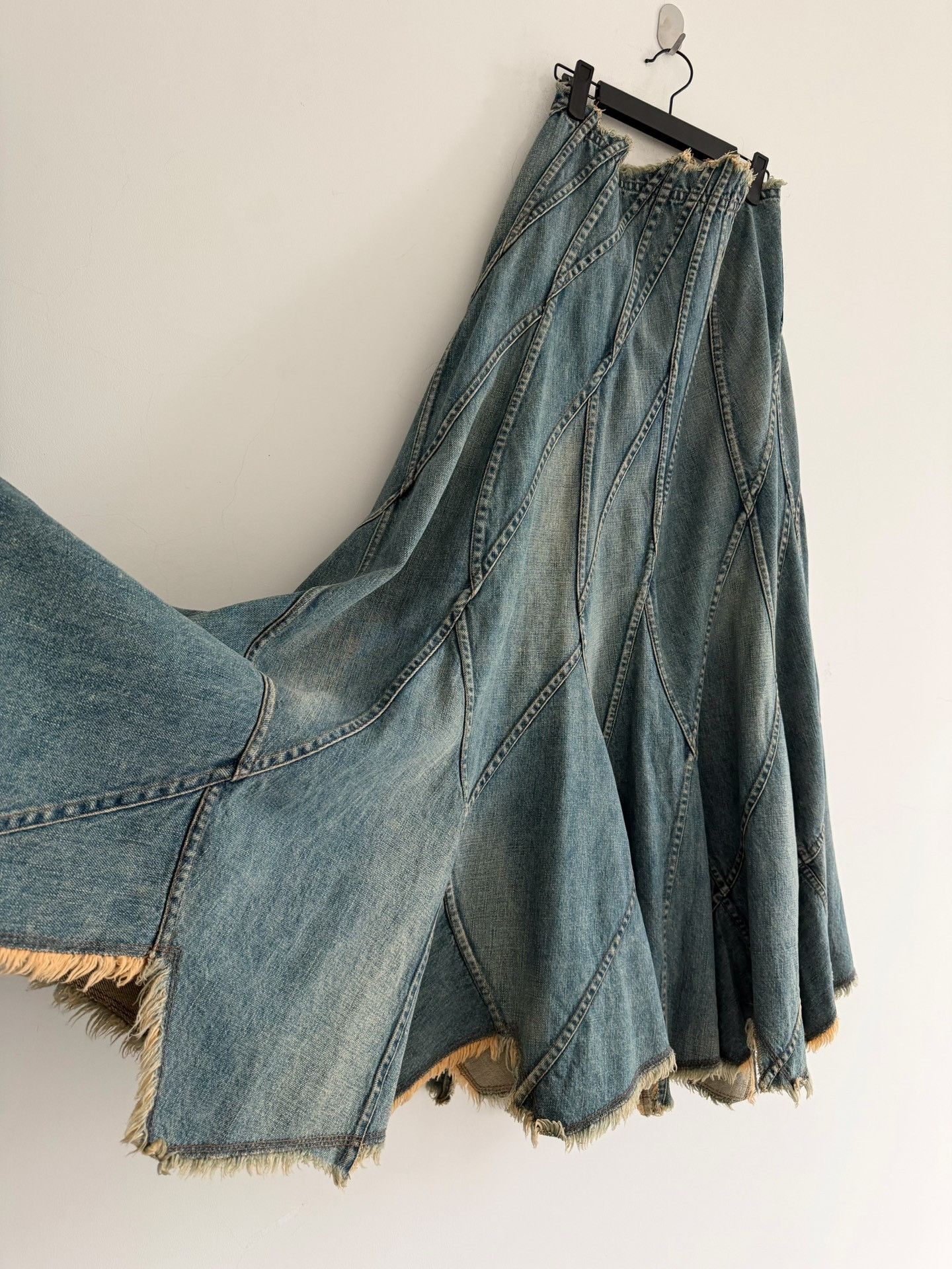 Junya Watanabe Junya Watanabe 2002 Deconstructed Denim Long Skirt Size 37" - 6 Thumbnail