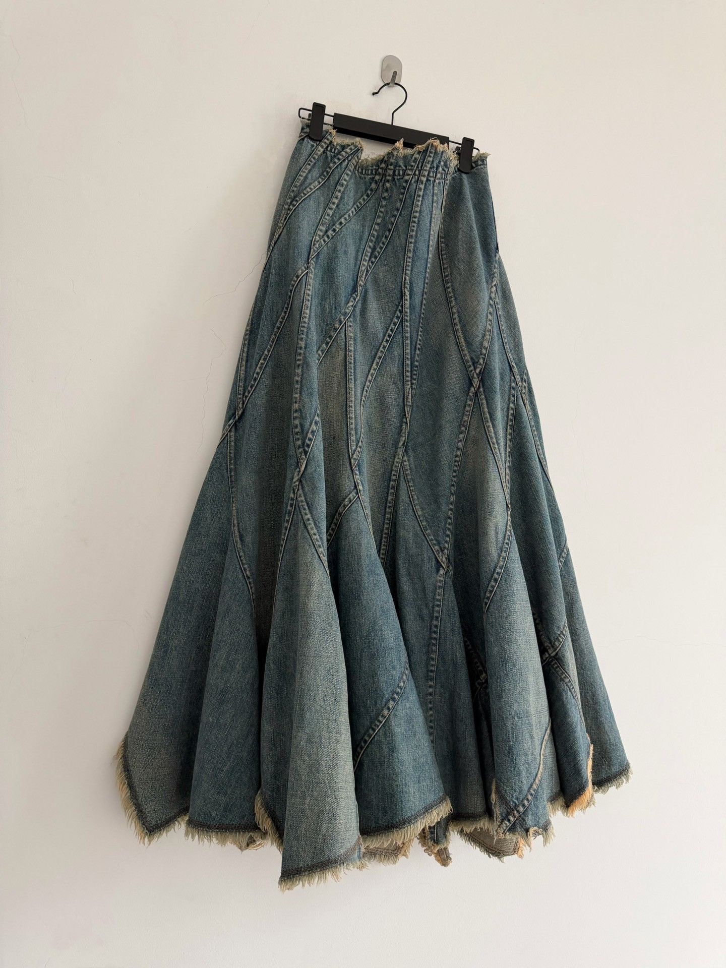 Junya Watanabe Junya Watanabe 2002 Deconstructed Denim Long Skirt Size 37" - 4 Thumbnail