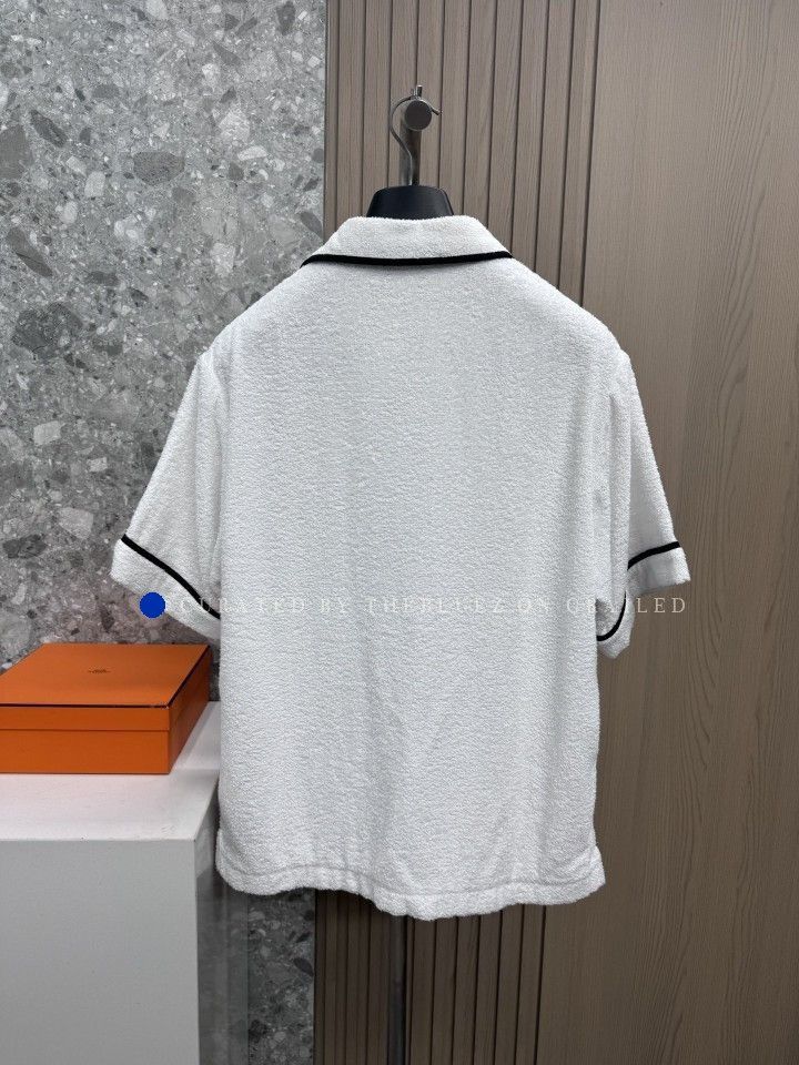 Prada Soft Terry Cloth Button-Up Shirt in White Size US M / EU 48-50 / 2 - 2 Thumbnail