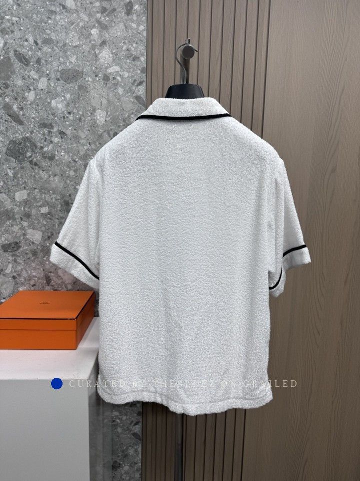 Prada Terry Cloth Button Up Shirt in White Size US M / EU 48-50 / 2 - 2 Thumbnail