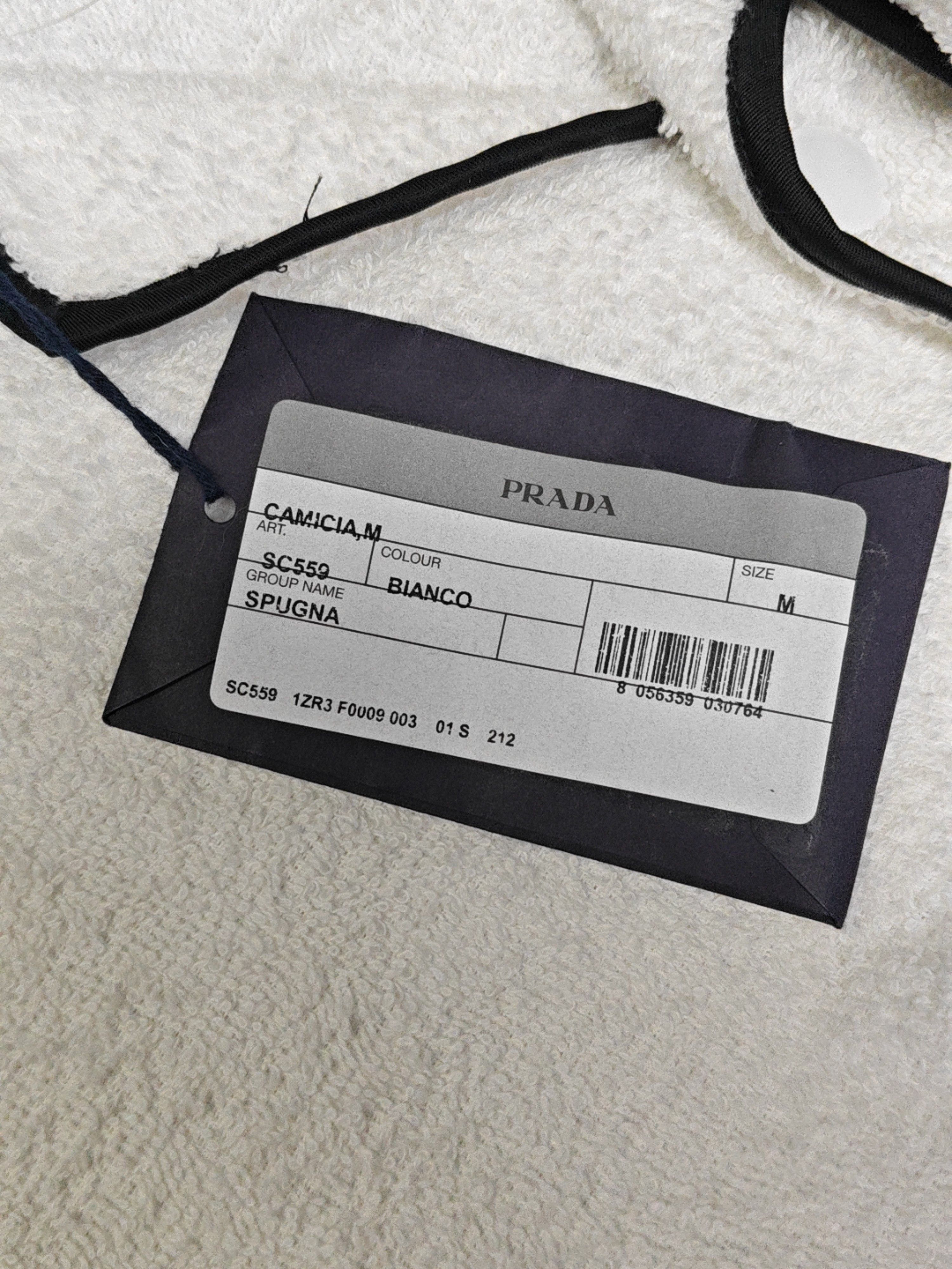 Prada Terry Cloth Button Up Shirt in White Size US M / EU 48-50 / 2 - 5 Thumbnail
