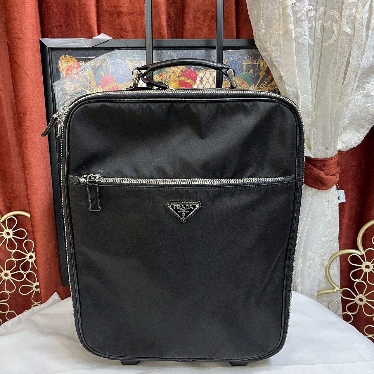 Prada Stylish Black Rolling Suitcase Size ONE SIZE - 2 Thumbnail