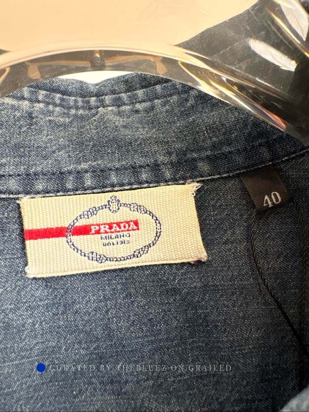 Prada Washed Blue Denim Button-Up Shirt Size US XXS / EU 40 - 3 Thumbnail