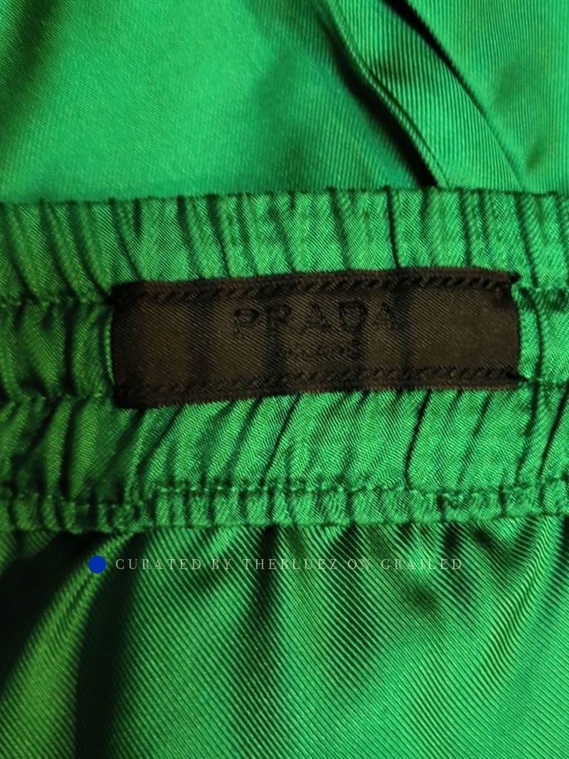 Prada Stylish Green Silk Logo Patch Casual Pants Size US 34 / EU 50 - 3 Thumbnail