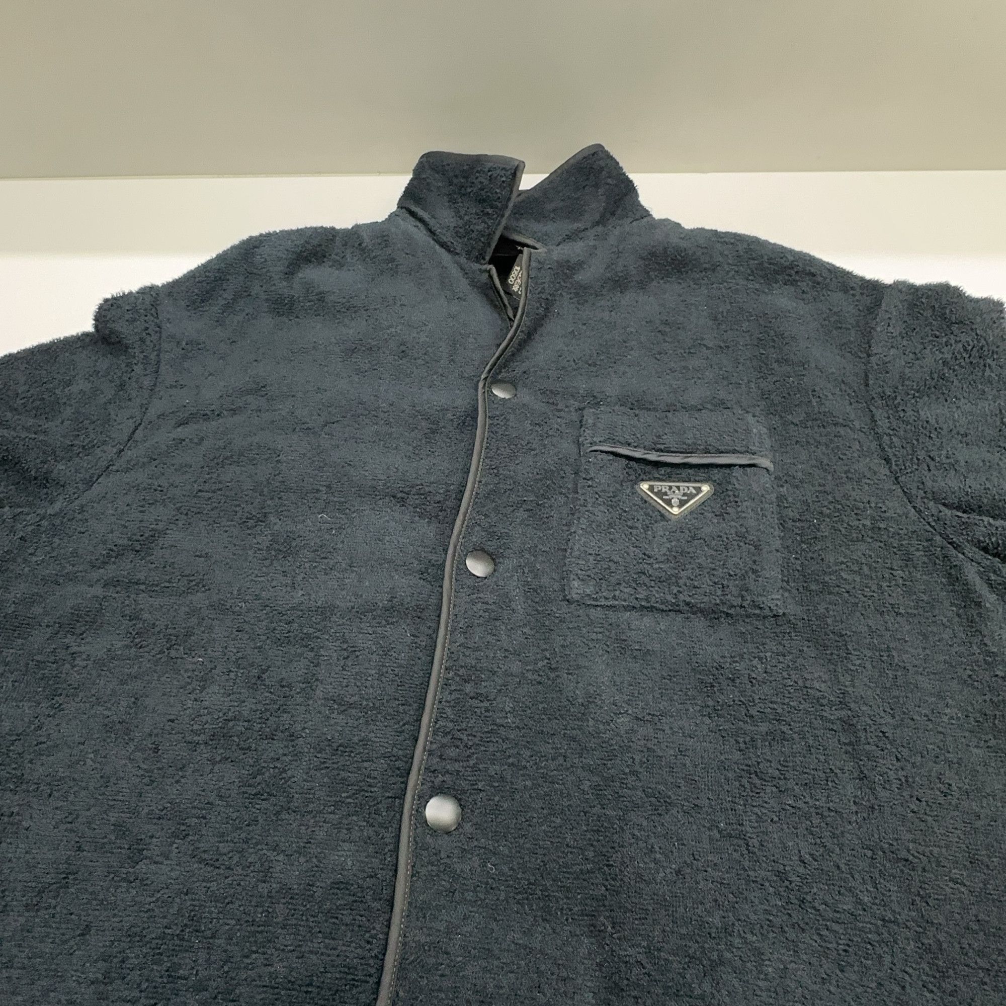 Prada Terry Cloth Button Up Shirt in Black Size US XL / EU 56 / 4 - 7 Thumbnail