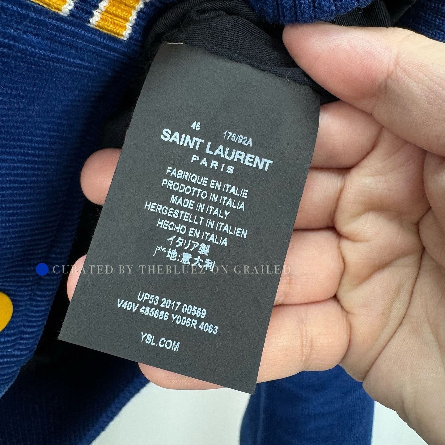 Saint Laurent Paris Vintage Corduroy Bomber Jacket in Blue Size US S / EU 44-46 / 1 - 4 Thumbnail
