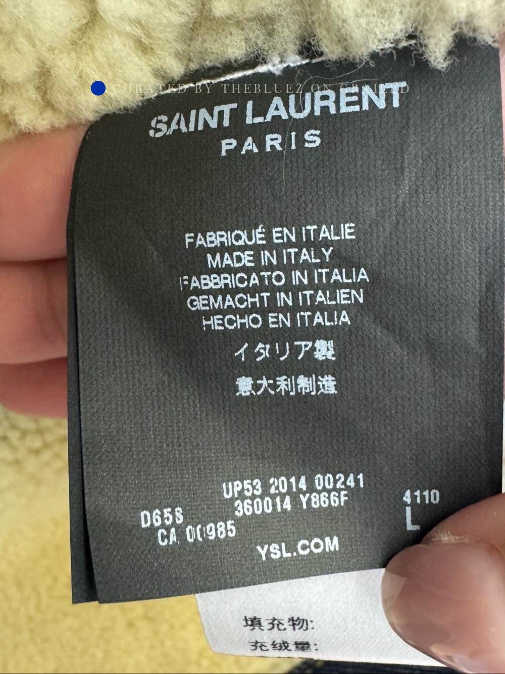 Saint Laurent Paris Blue Shearling Lined Denim Jacket, Size L Size US L / EU 52-54 / 3 - 4 Thumbnail