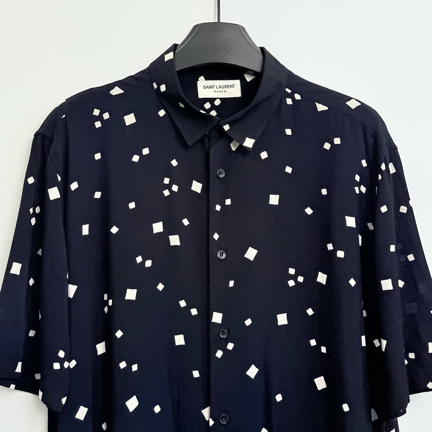 Saint Laurent Paris Geometric Print Black Button Up Shirt Size US S / EU 44-46 / 1 - 5 Thumbnail