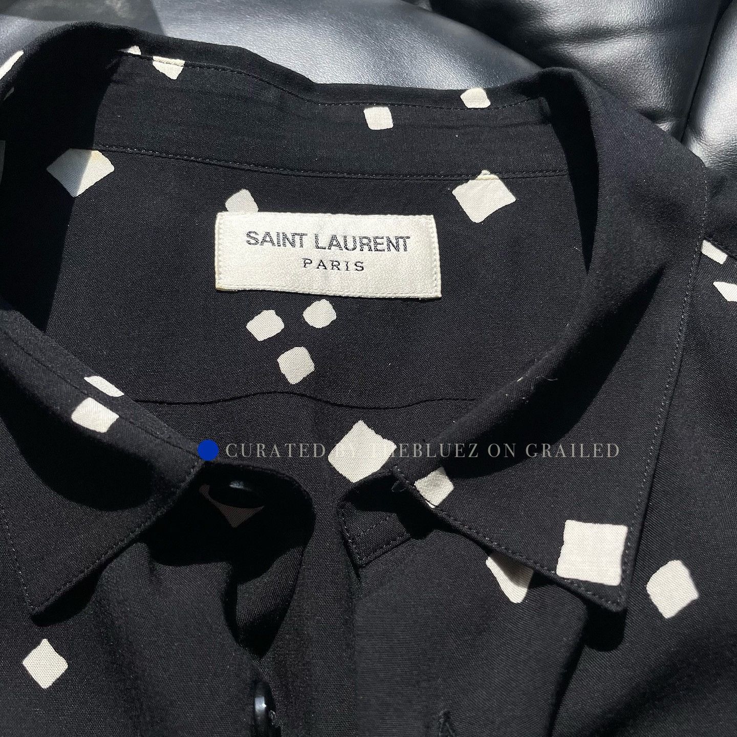 Saint Laurent Paris Geometric Print Black Button Up Shirt Size US S / EU 44-46 / 1 - 3 Thumbnail