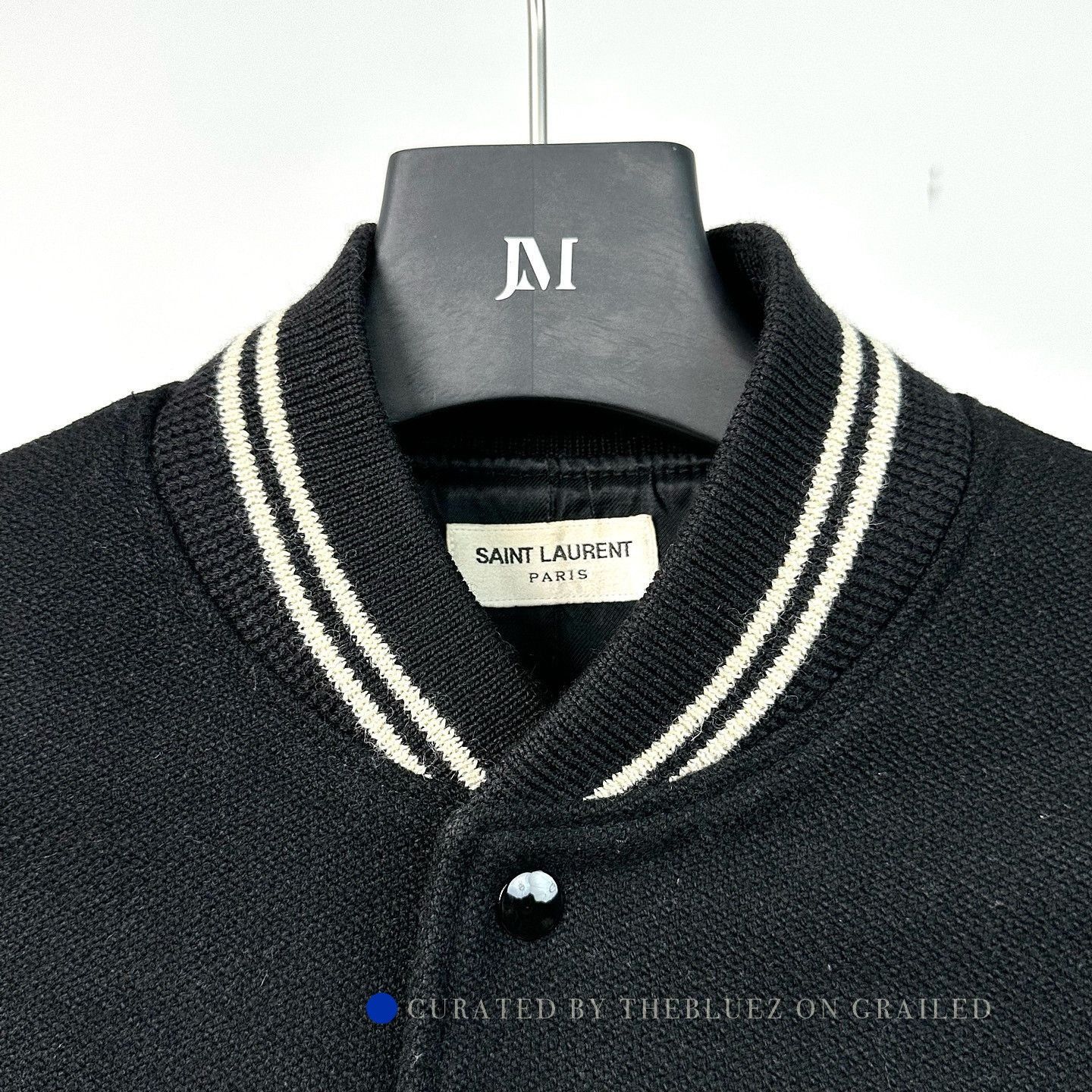 Saint Laurent Paris Striped Varsity Jacket in Black Size US L / EU 52-54 / 3 - 3 Thumbnail
