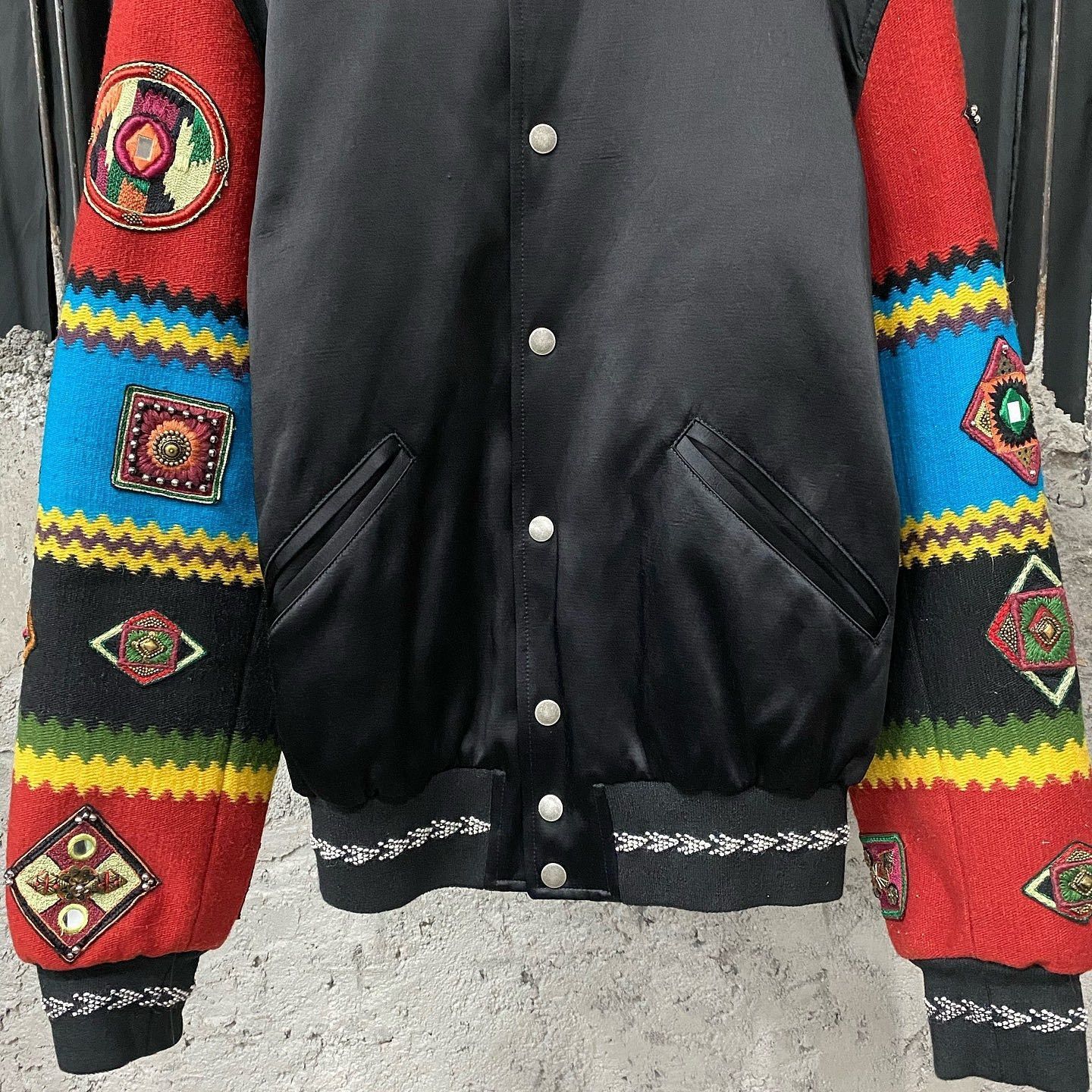 Saint Laurent Paris Black Embroidered Satin Bomber Jacket Size US M / EU 48-50 / 2 - 6 Thumbnail