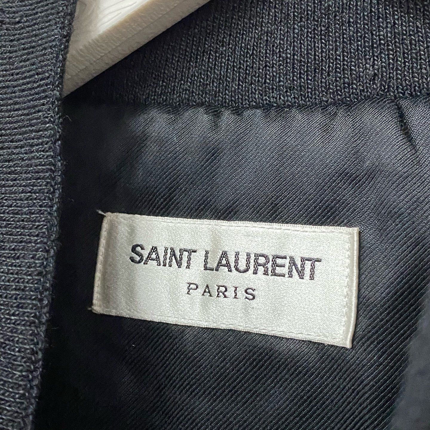 Saint Laurent Paris Black Embroidered Satin Bomber Jacket Size US M / EU 48-50 / 2 - 3 Thumbnail