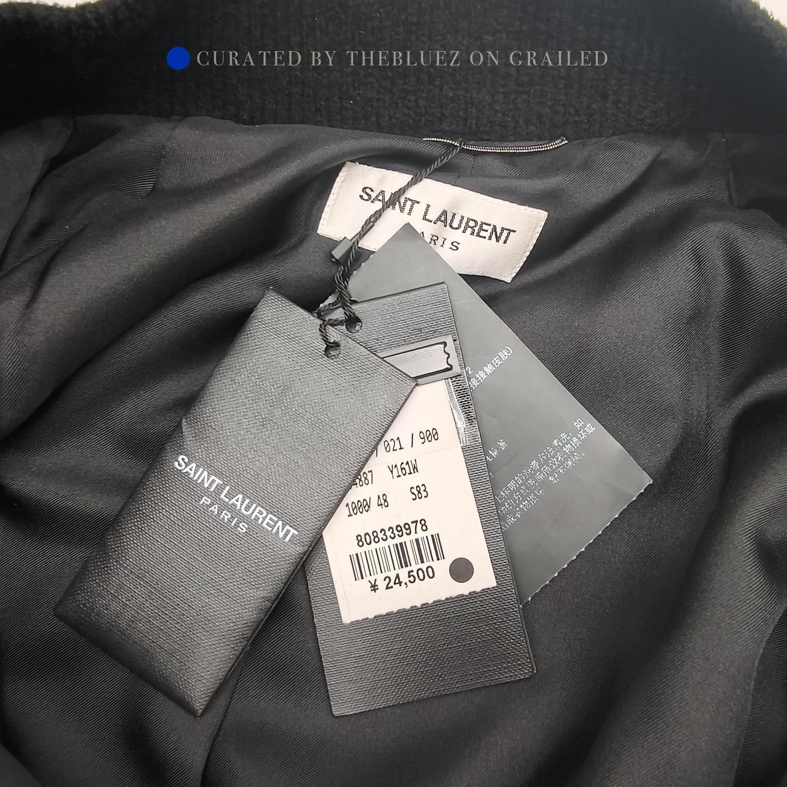 Saint Laurent Paris Black Rose Embroidery Bomber Jacket Size US M / EU 48-50 / 2 - 3 Thumbnail