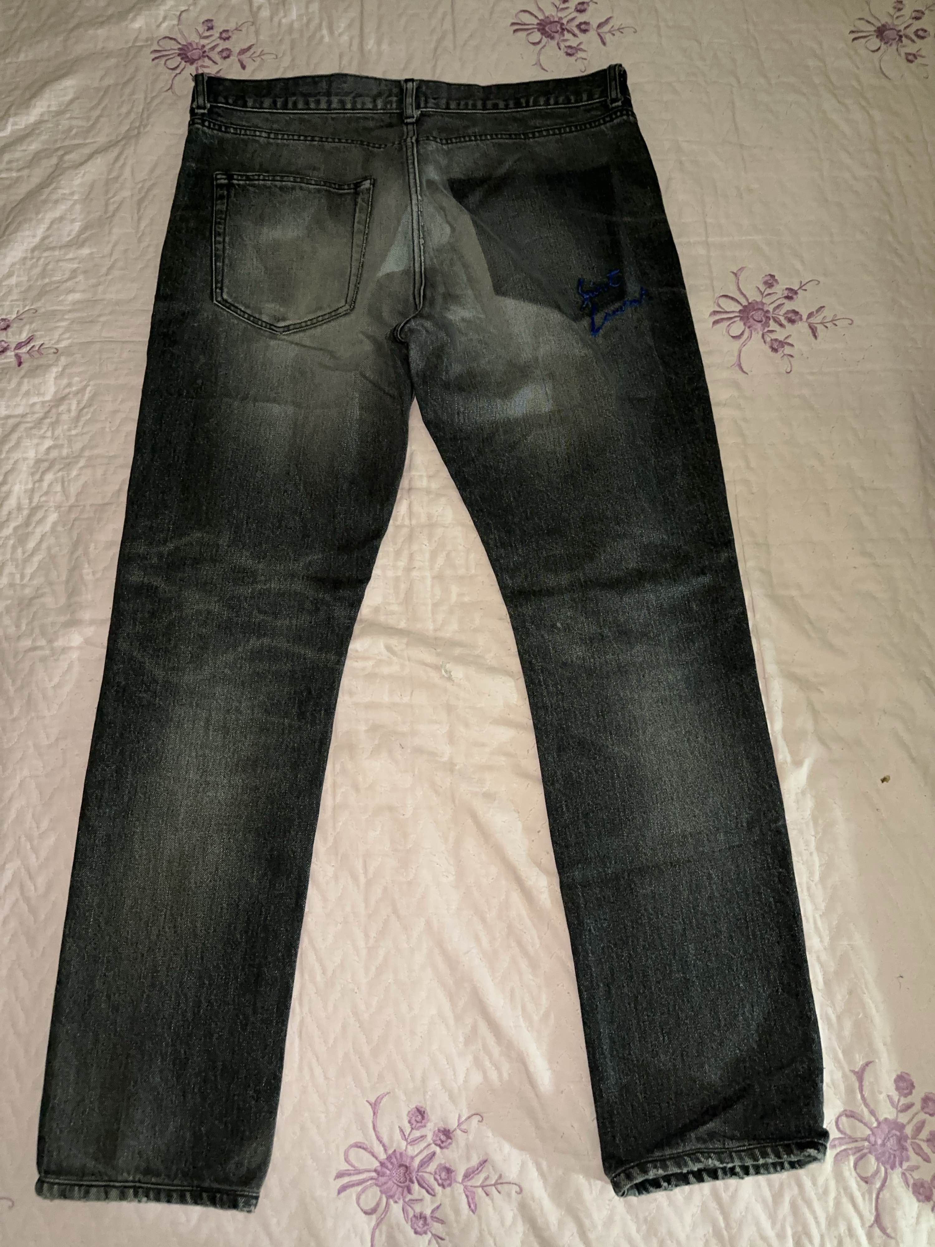 Saint Laurent Paris Black Logo Embroidered Denim Jeans Size US 32 / EU 48 - 2 Thumbnail