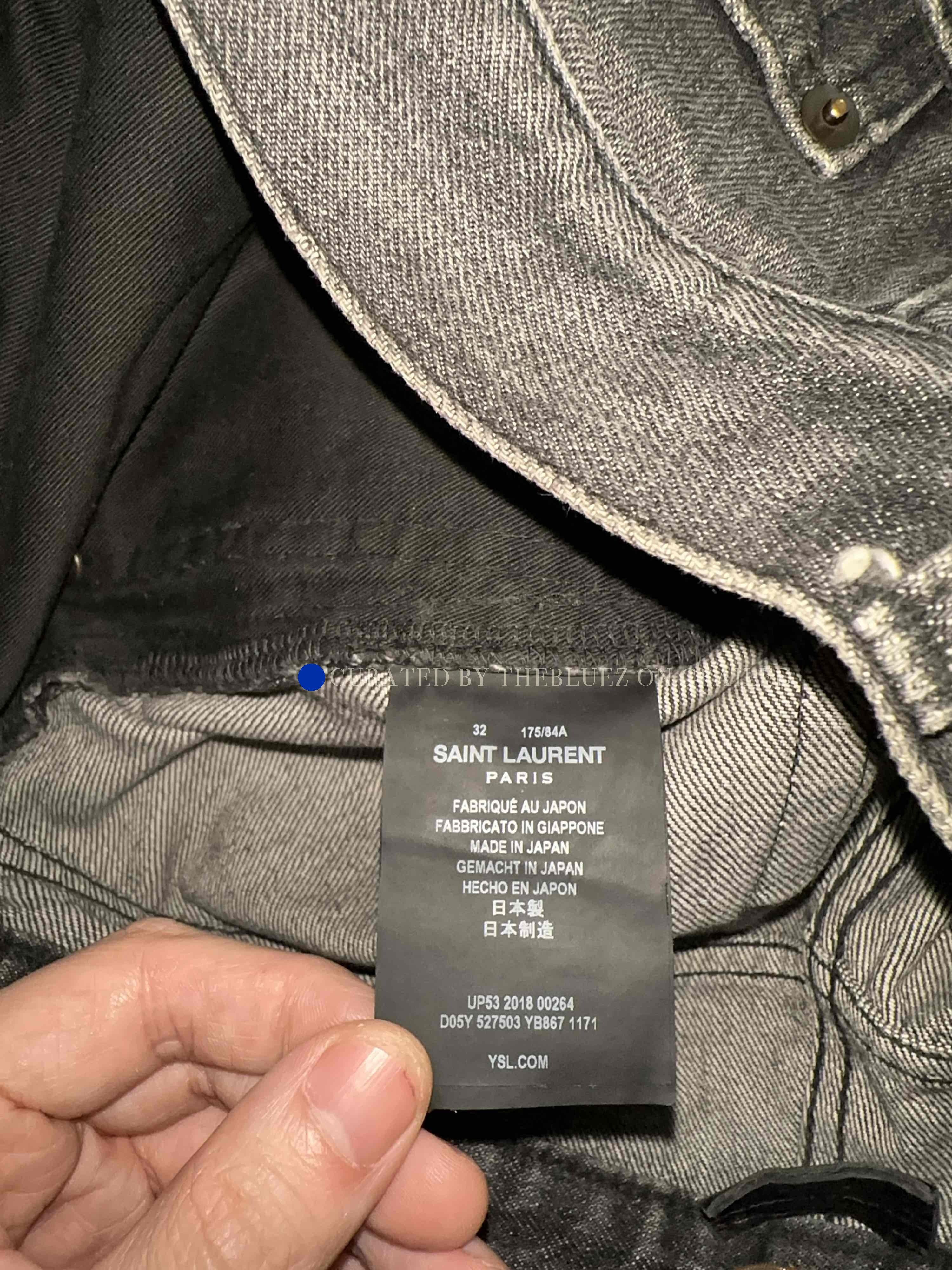 Saint Laurent Paris Distressed Gray Denim Jeans, Size 32 Size US 32 / EU 48 - 4 Thumbnail