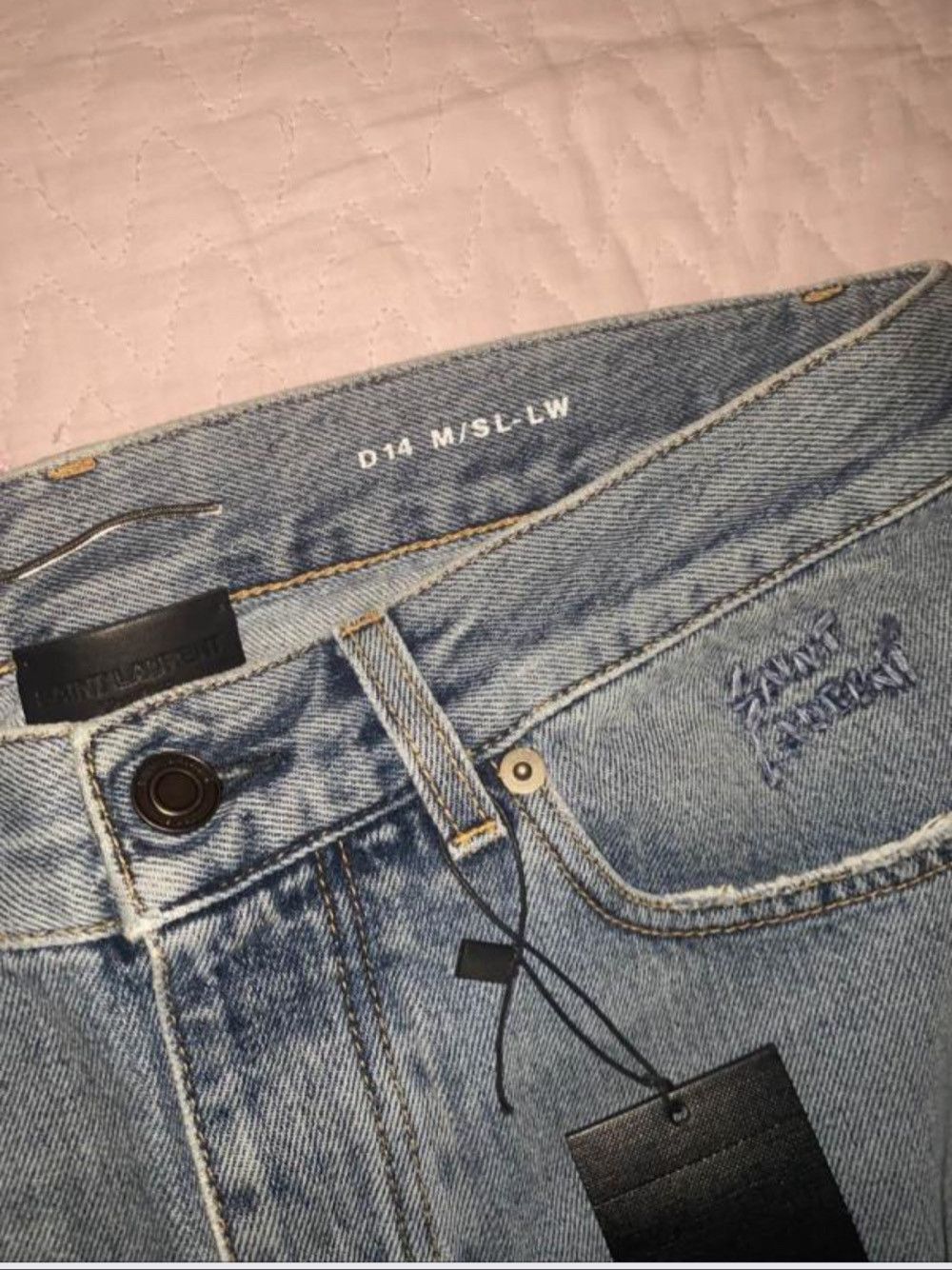 Saint Laurent Paris Embroidered Logo Straight Jeans Size US 32 / EU 48 - 3 Thumbnail