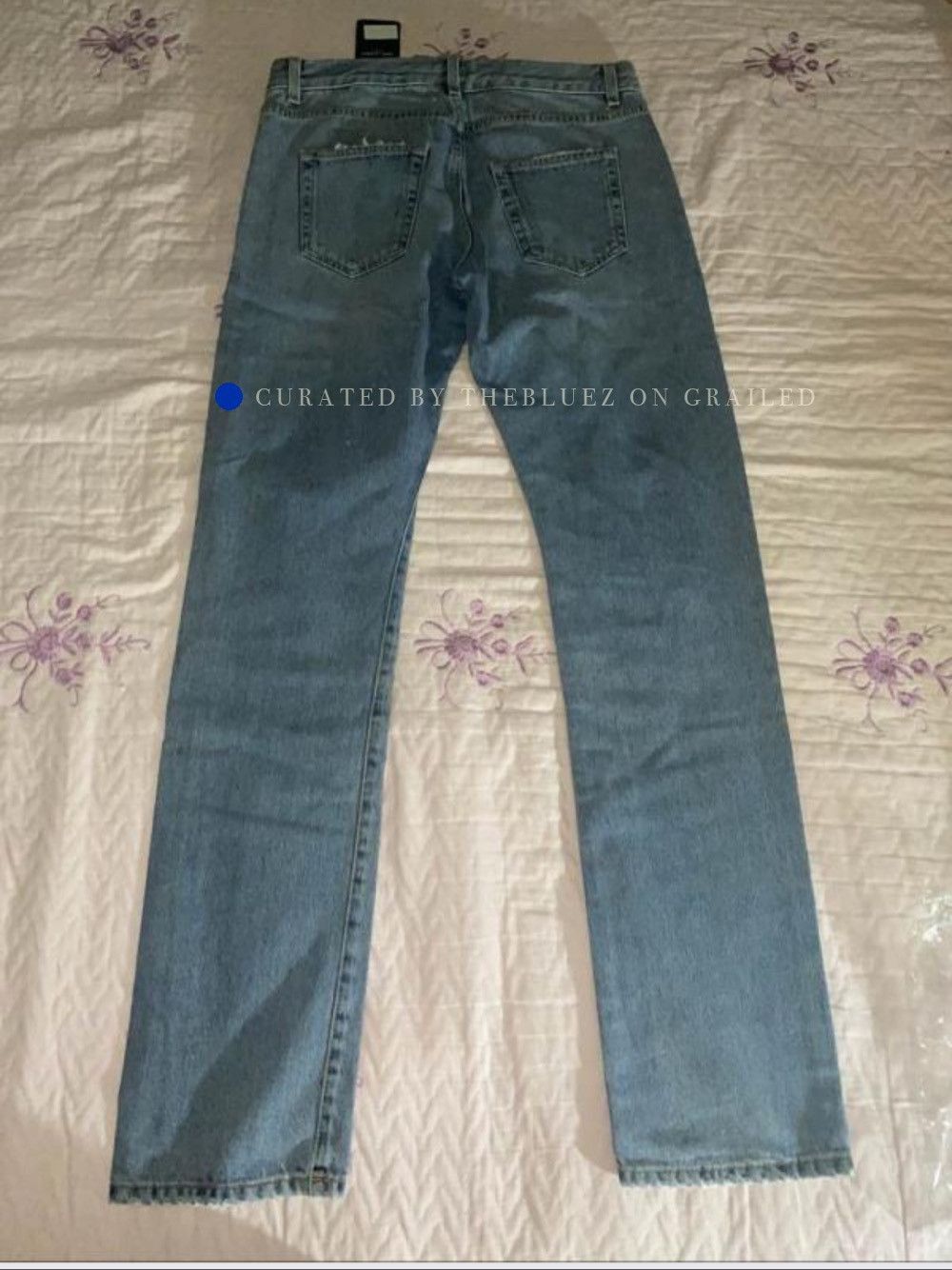 Saint Laurent Paris Embroidered Logo Straight Jeans Size US 32 / EU 48 - 2 Thumbnail