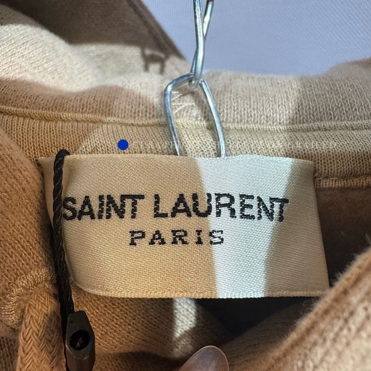 Saint Laurent Paris Logo Embroidered Stripe Hoodie in Beige Size US L / EU 52-54 / 3 - 3 Thumbnail
