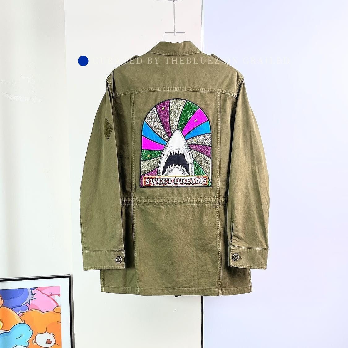 Saint Laurent Paris Green Shark Embroidery Field Jacket Size US XXS / EU 40 - 2 Thumbnail
