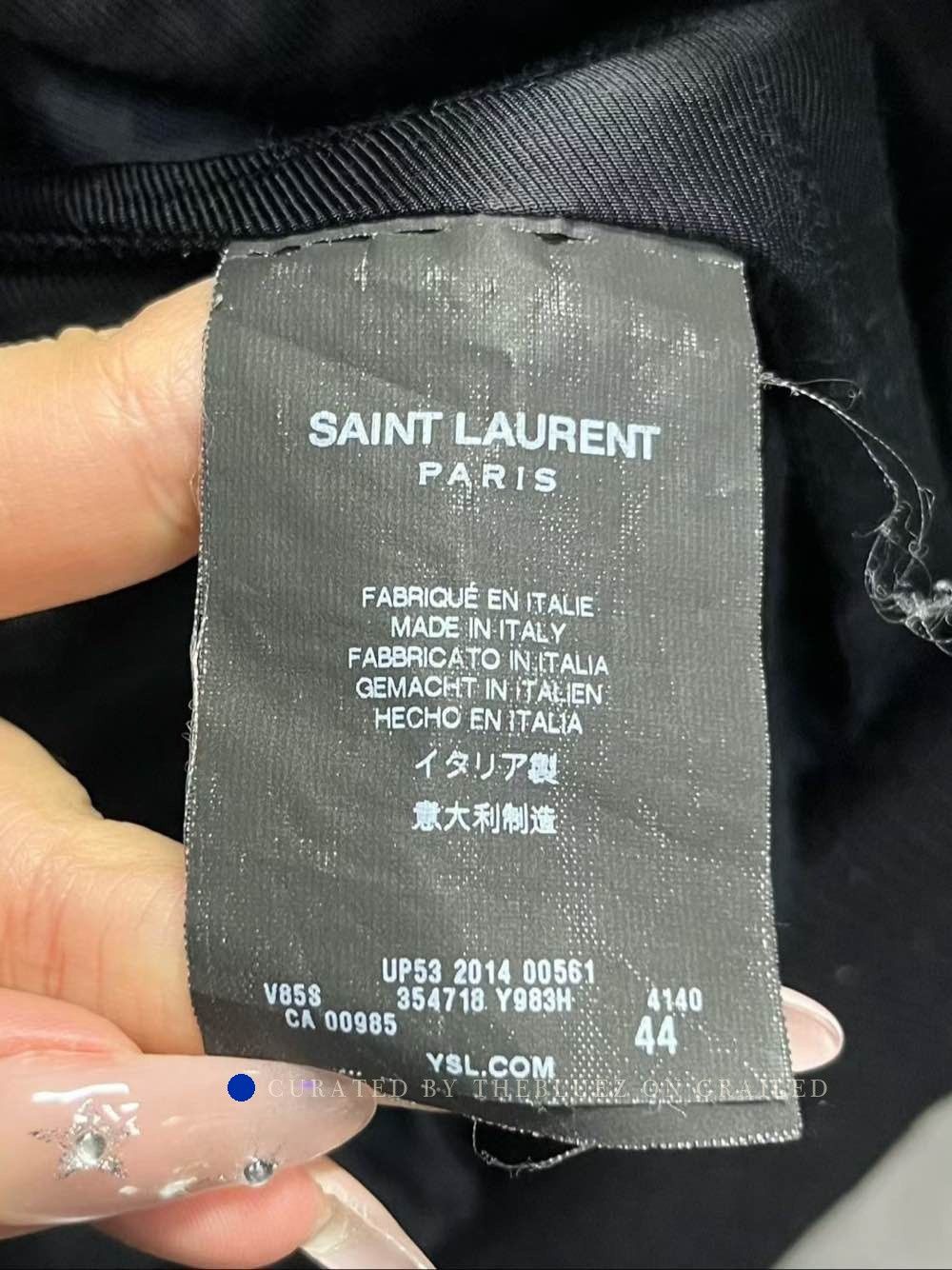 Saint Laurent Paris Leather Trim Varsity Jacket in Blue Size US S / EU 44-46 / 1 - 4 Thumbnail