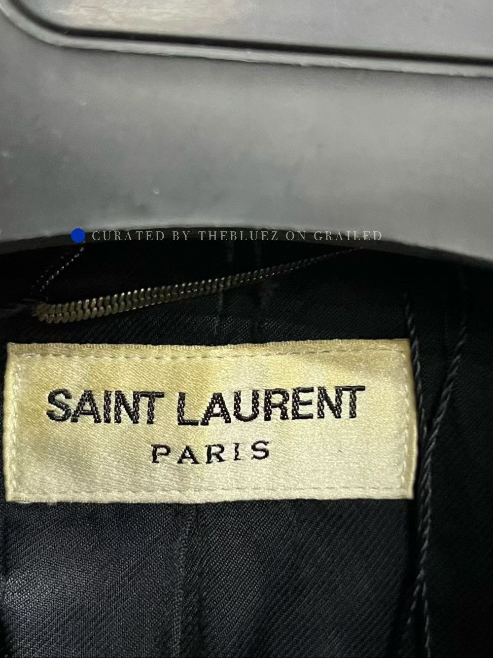 Saint Laurent Paris Leather Trim Varsity Jacket in Blue Size US S / EU 44-46 / 1 - 3 Thumbnail