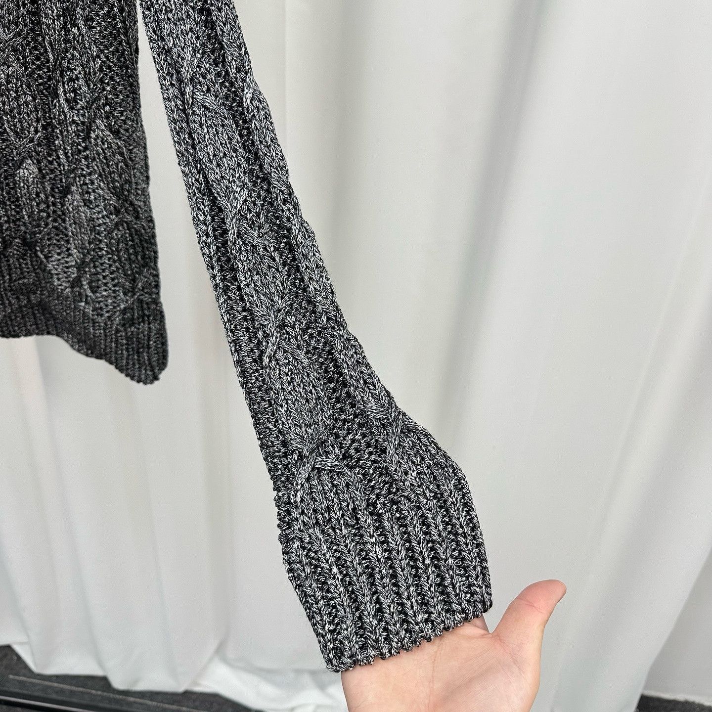 Saint Laurent Paris Gray Cable Knit Hoodie Cardigan Size US S / EU 44-46 / 1 - 7 Thumbnail