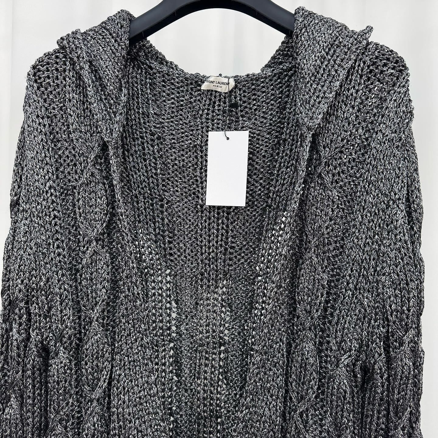 Saint Laurent Paris Gray Cable Knit Hoodie Cardigan Size US S / EU 44-46 / 1 - 6 Thumbnail