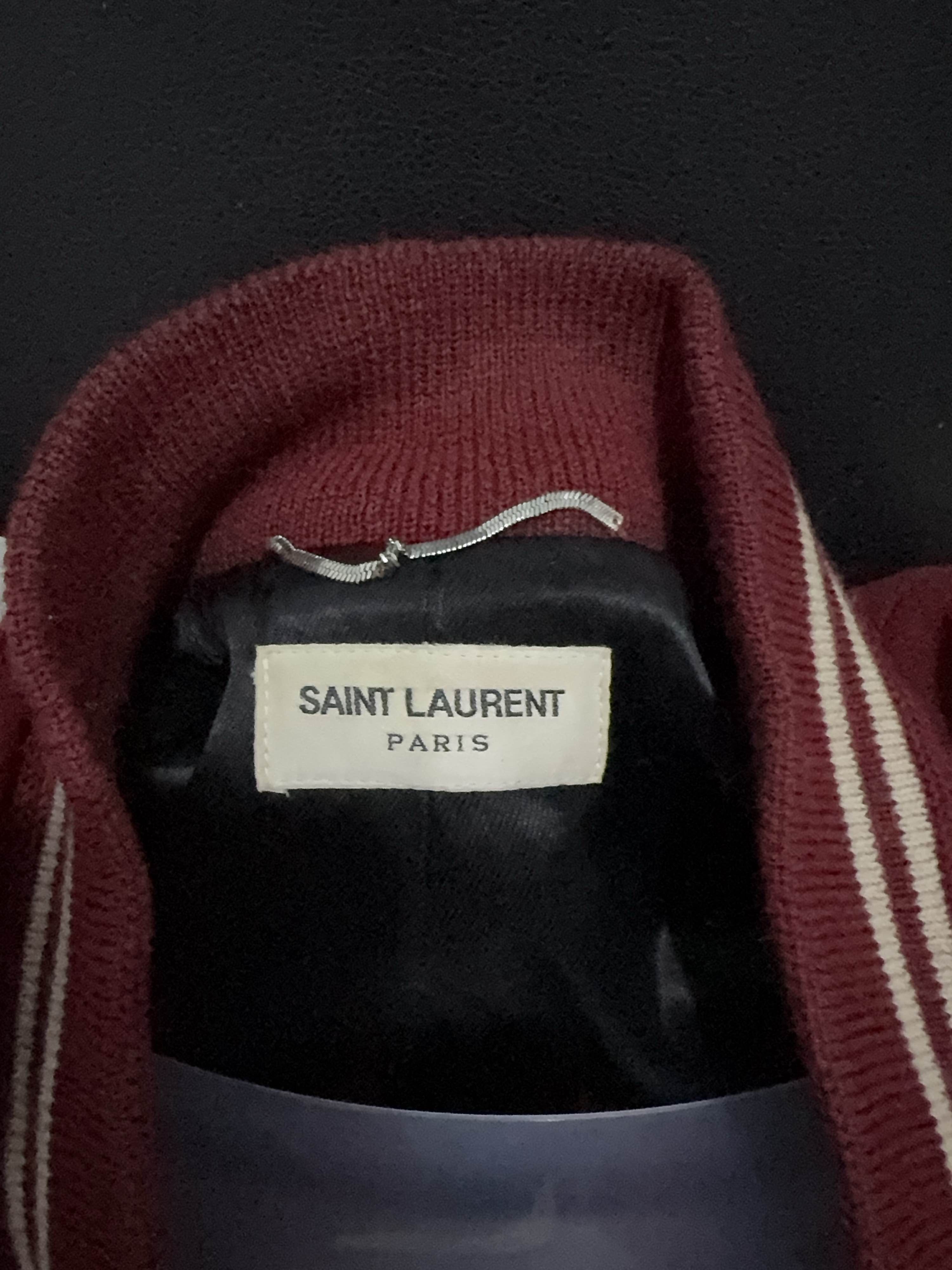 Saint Laurent Paris Wool Varsity Jacket in Bold Red Size US M / EU 48-50 / 2 - 3 Thumbnail