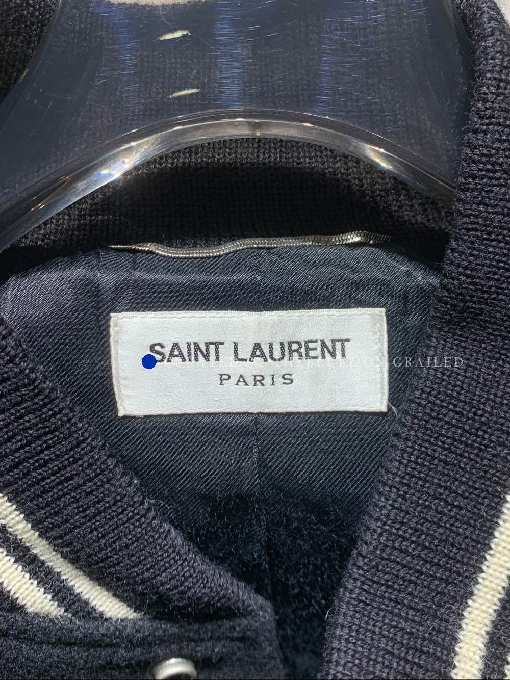 Saint Laurent Paris Black Wool Varsity Jacket in Size L Size US L / EU 52-54 / 3 - 3 Thumbnail