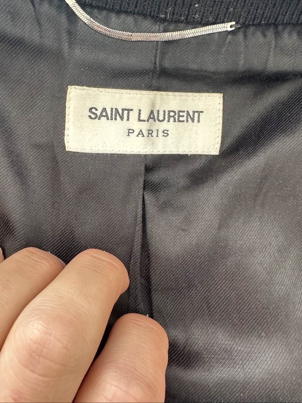 Saint Laurent Paris Striped Varsity Jacket in Black Size US L / EU 52-54 / 3 - 3 Thumbnail