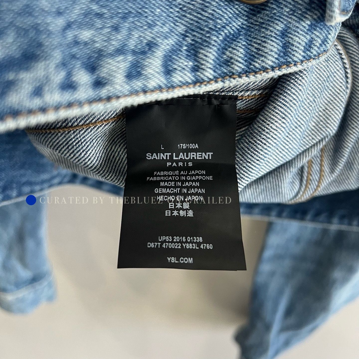Saint Laurent Paris Logo Patch Blue Denim Jacket in Size L Size US L / EU 52-54 / 3 - 4 Thumbnail