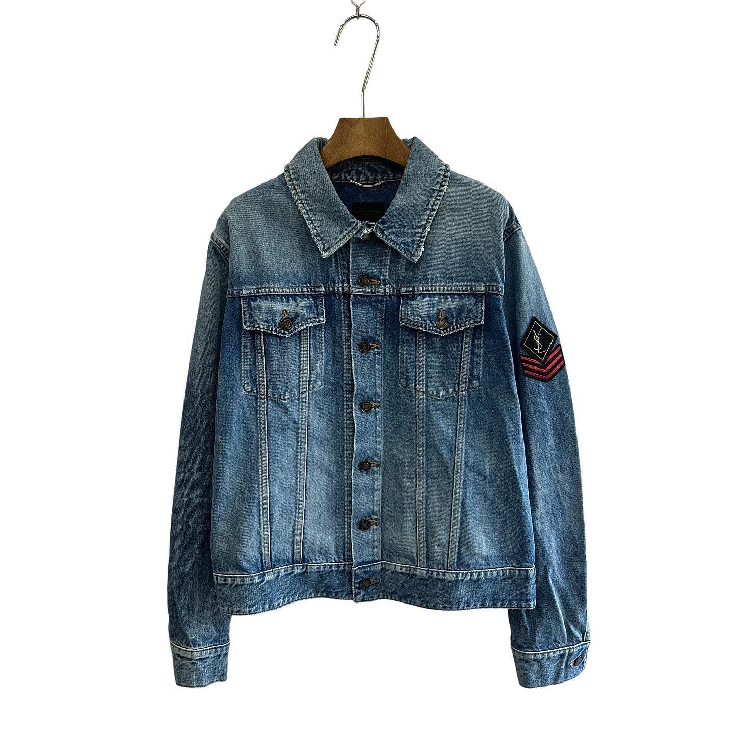Saint Laurent Paris Logo Patch Blue Denim Jacket in Size L Size US L / EU 52-54 / 3 - 6 Thumbnail