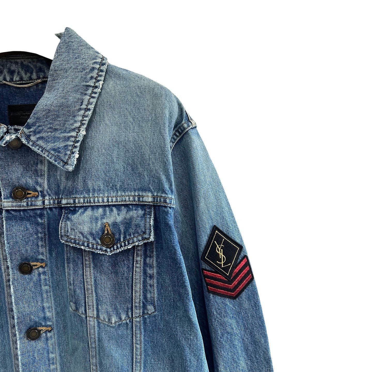 Saint Laurent Paris Logo Patch Blue Denim Jacket in Size L Size US L / EU 52-54 / 3 - 5 Thumbnail