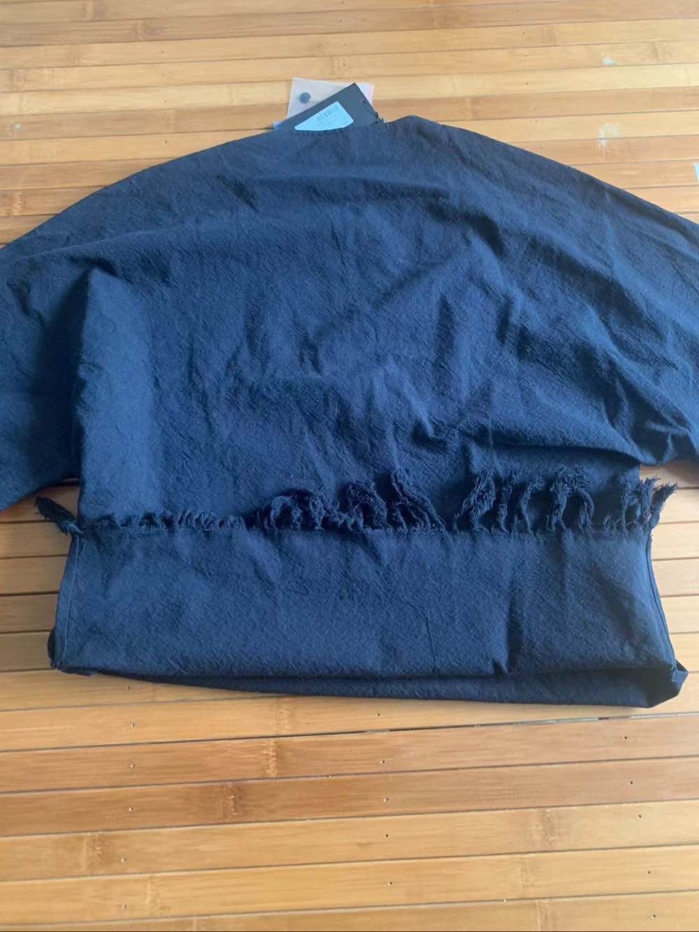 Saint Laurent Paris Black Fringe Hem Tunic T-Shirt, Size M Size US M / EU 48-50 / 2 - 7 Thumbnail