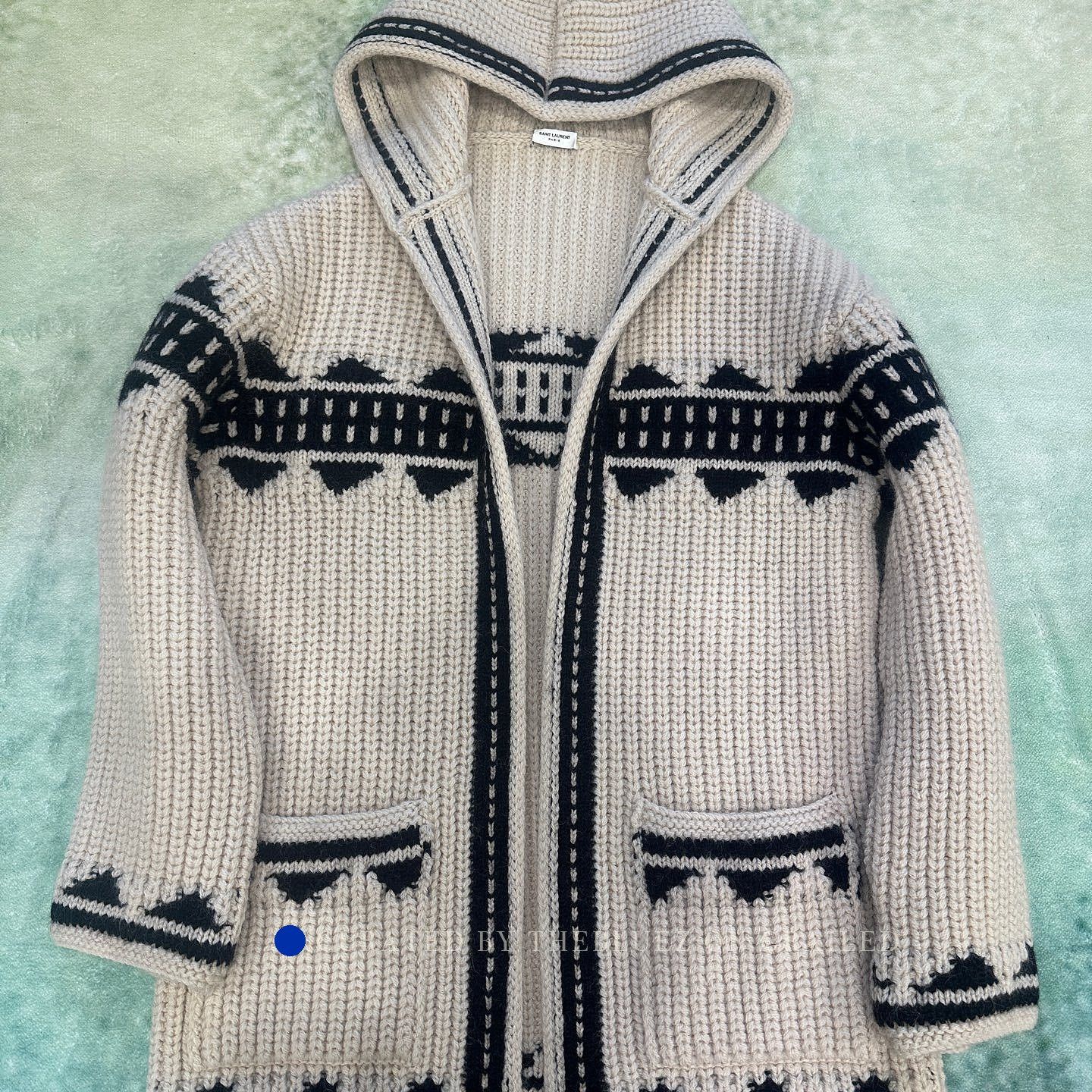 Saint Laurent Paris Geometric Jacquard Hooded Cardigan in Beige Size US XXL / EU 58 / 5 - 5 Thumbnail