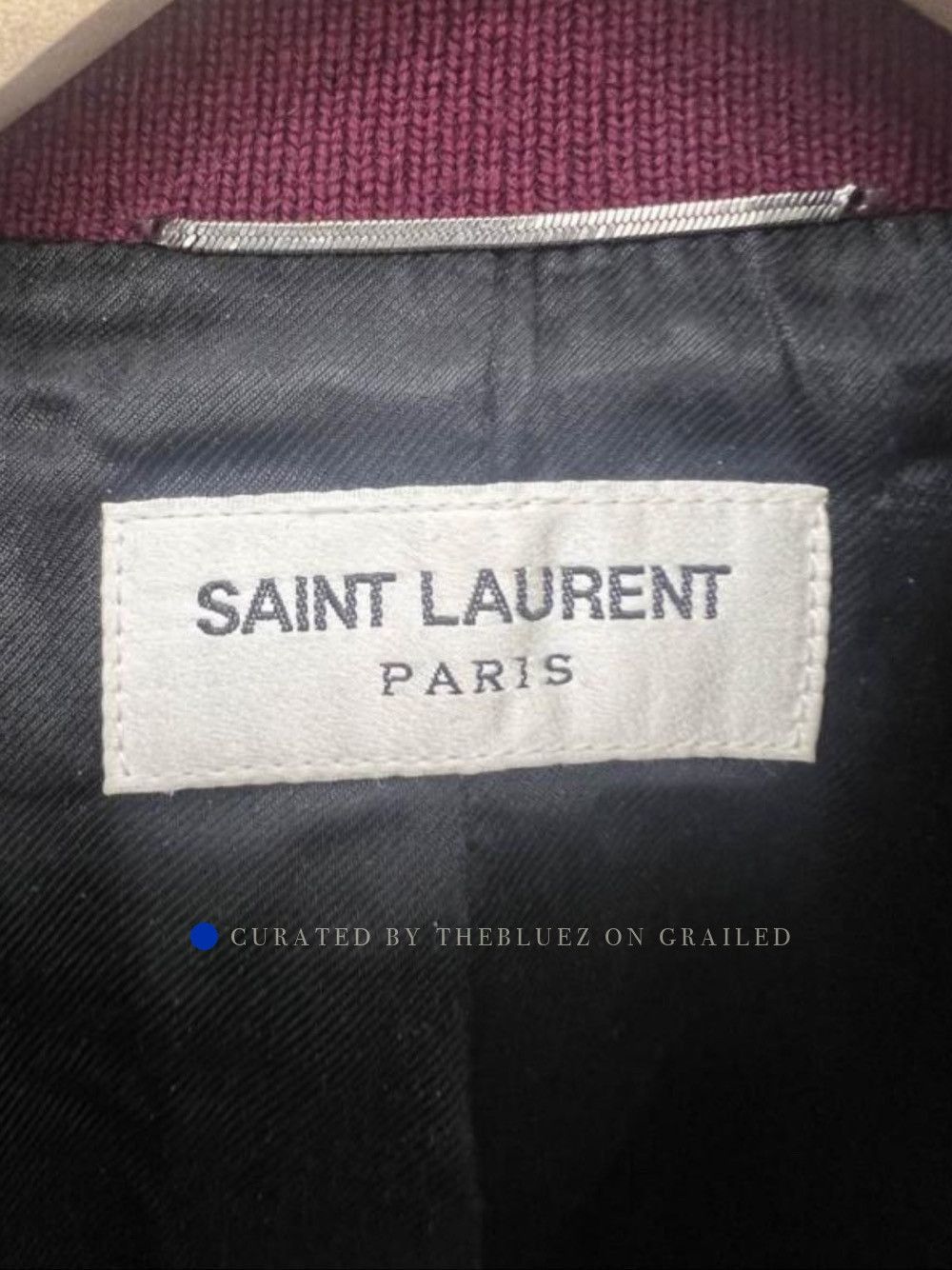 Saint Laurent Paris Burgundy Varsity Bomber Jacket - Size S Size US S / EU 44-46 / 1 - 3 Thumbnail