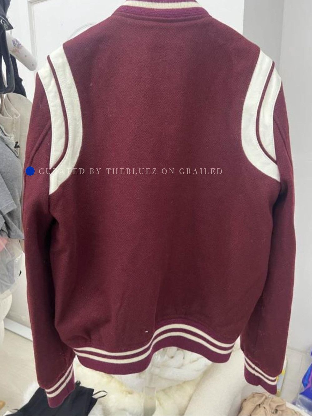 Saint Laurent Paris Burgundy Varsity Bomber Jacket - Size S Size US S / EU 44-46 / 1 - 2 Thumbnail