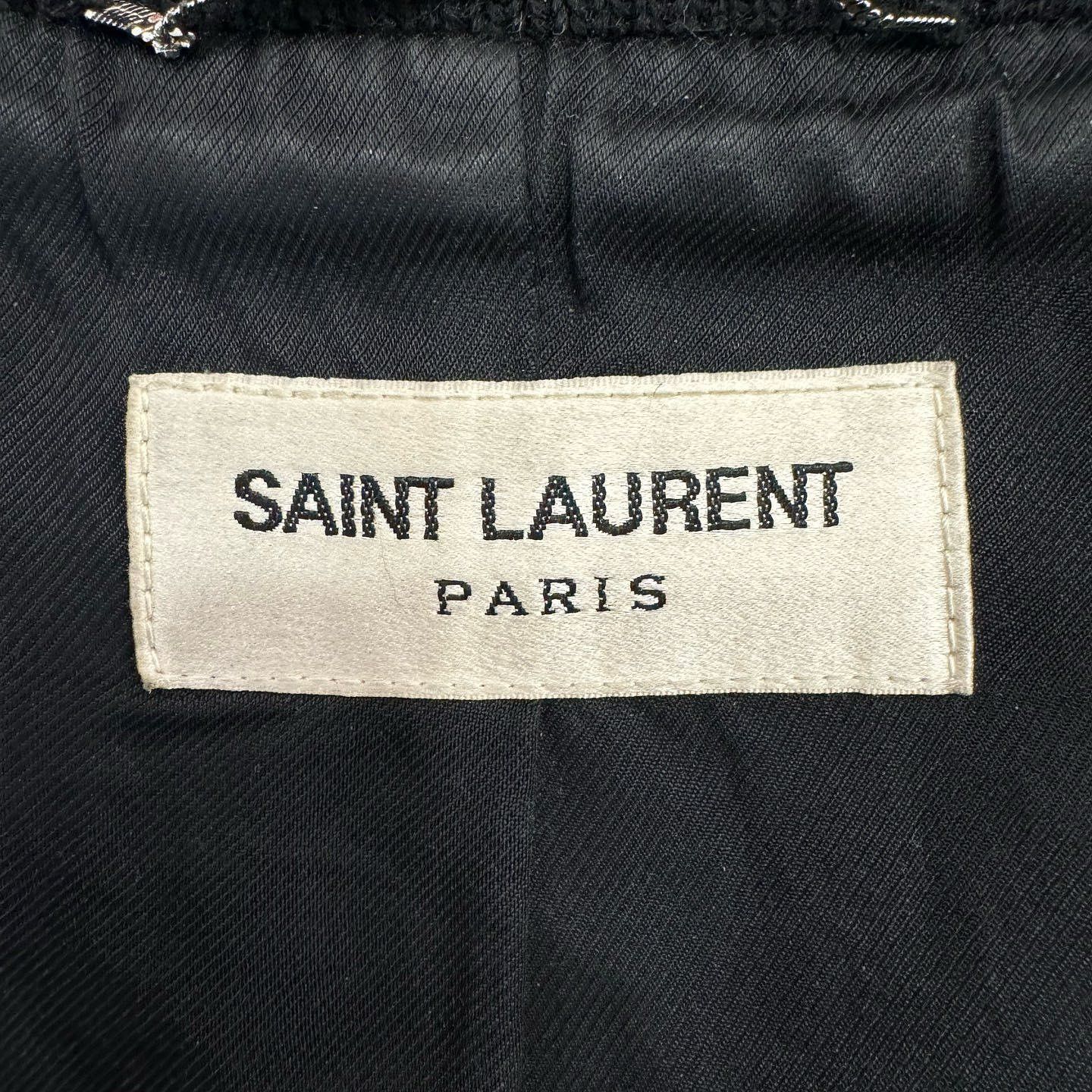 Saint Laurent Paris Elegant Black Wool Blend Varsity Jacket Size US M / EU 48-50 / 2 - 3 Thumbnail