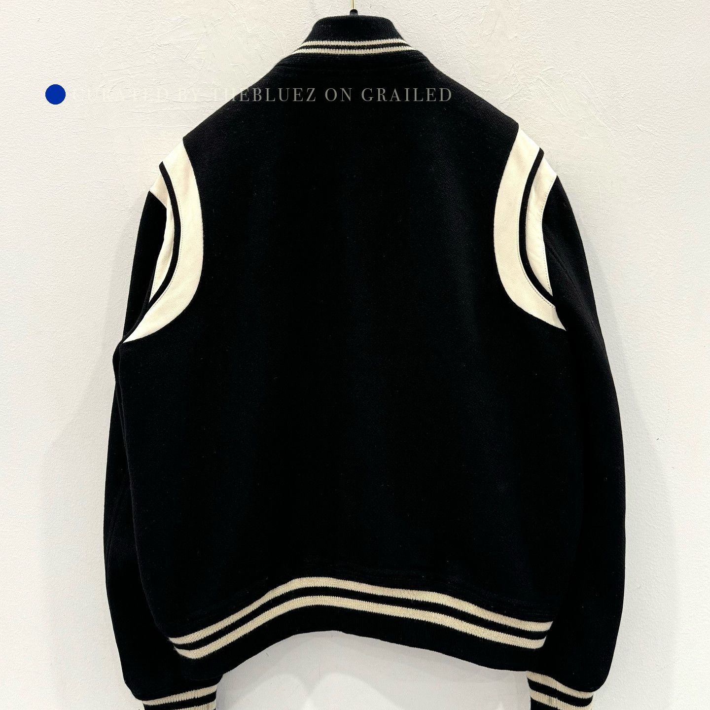 Saint Laurent Paris Elegant Black Wool Blend Varsity Jacket Size US M / EU 48-50 / 2 - 2 Thumbnail