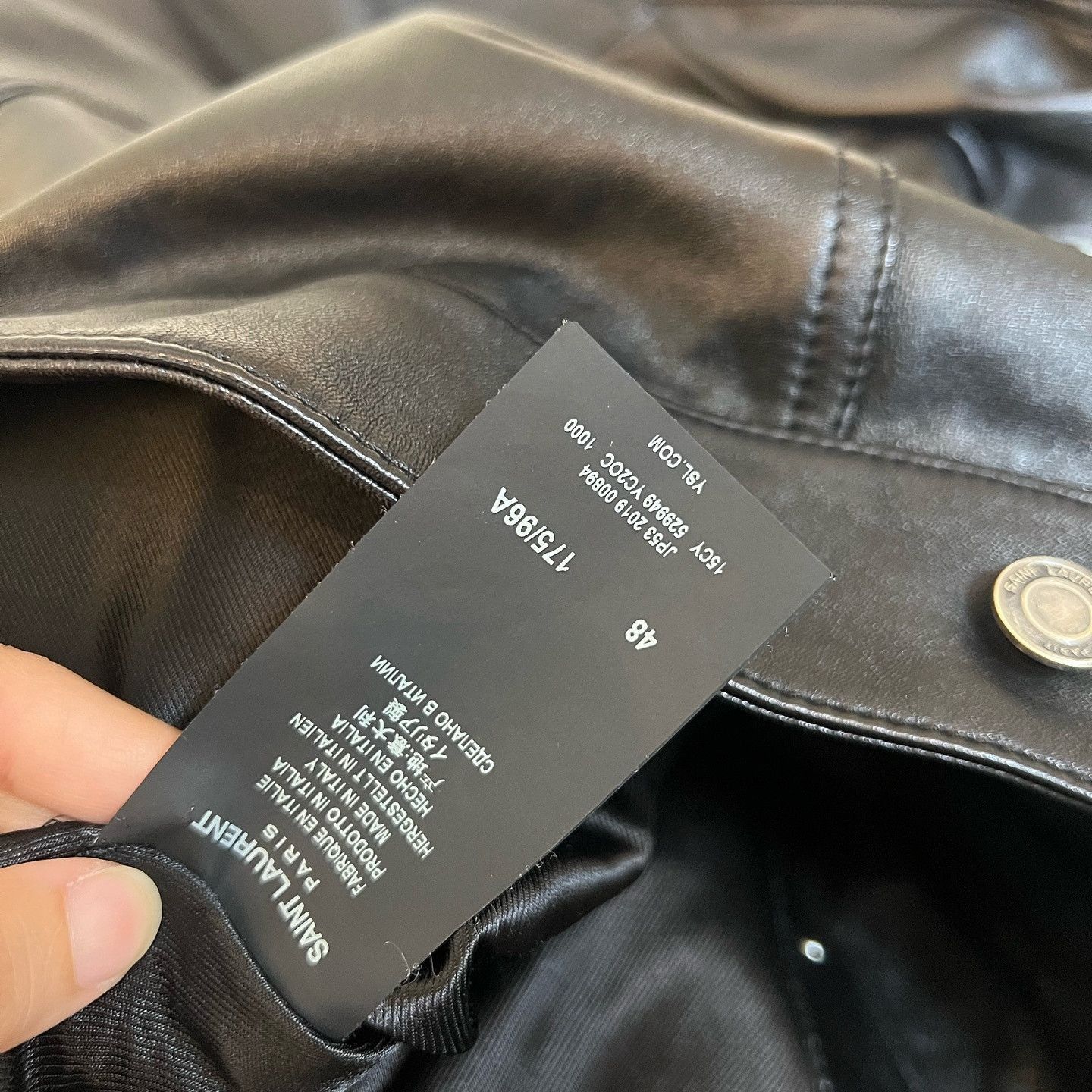 Saint Laurent Paris Classic Black Lambskin Leather Trucker Jacket Size US M / EU 48-50 / 2 - 4 Thumbnail