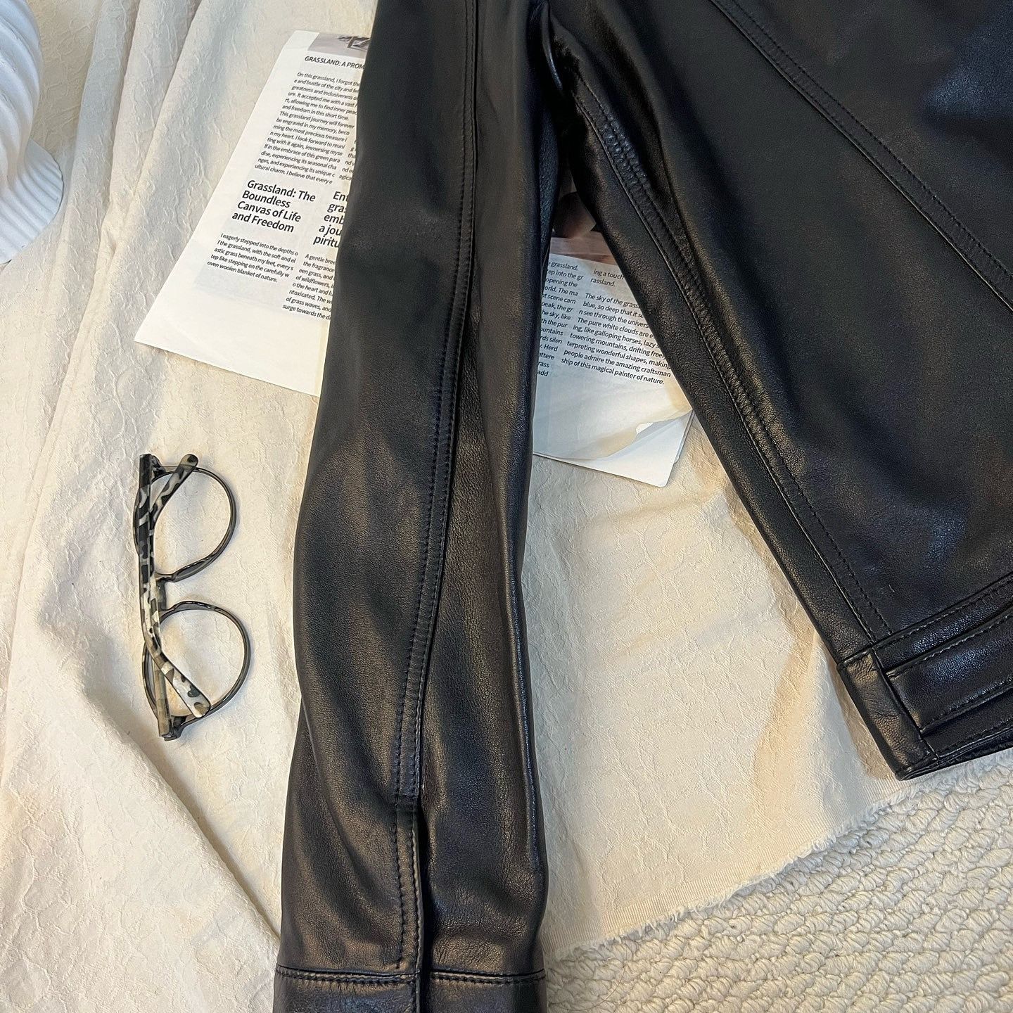 Saint Laurent Paris Classic Black Lambskin Leather Trucker Jacket Size US M / EU 48-50 / 2 - 7 Thumbnail