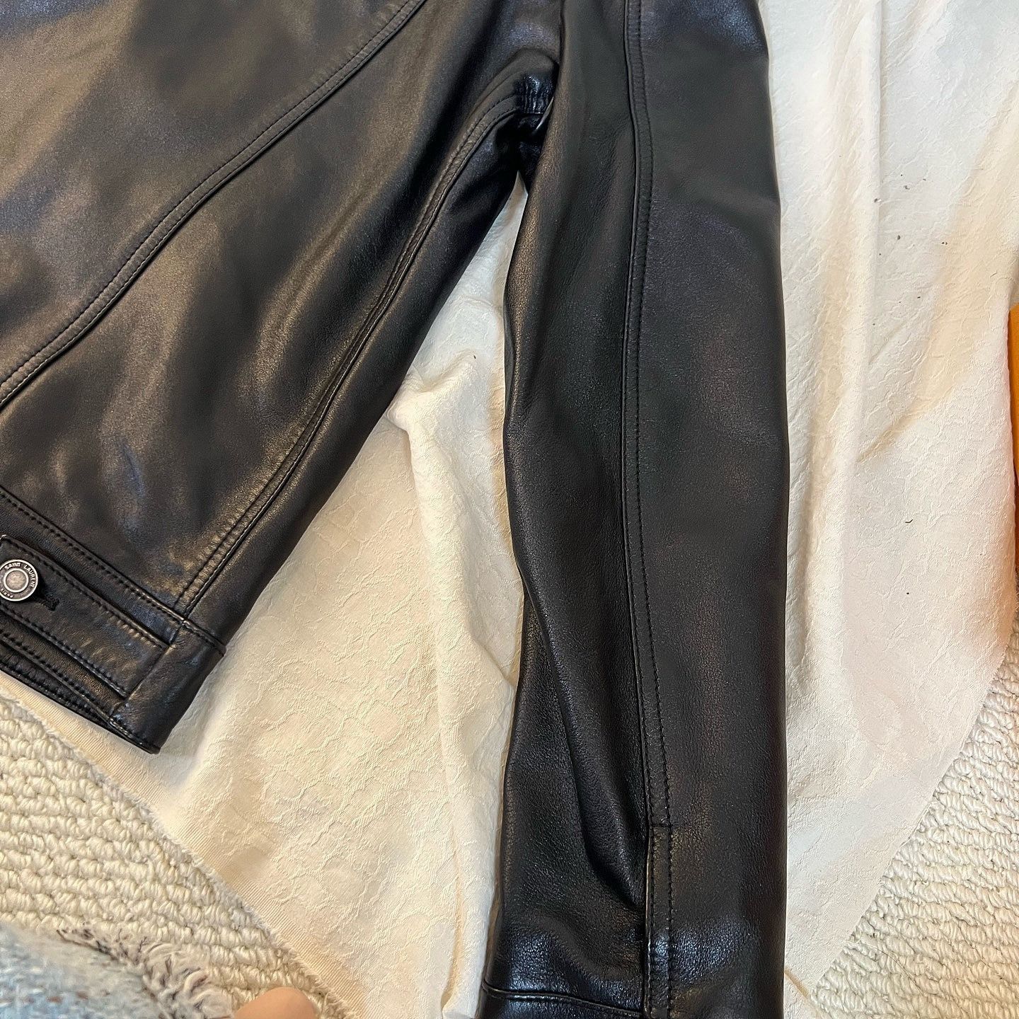Saint Laurent Paris Classic Black Lambskin Leather Trucker Jacket Size US M / EU 48-50 / 2 - 8 Thumbnail