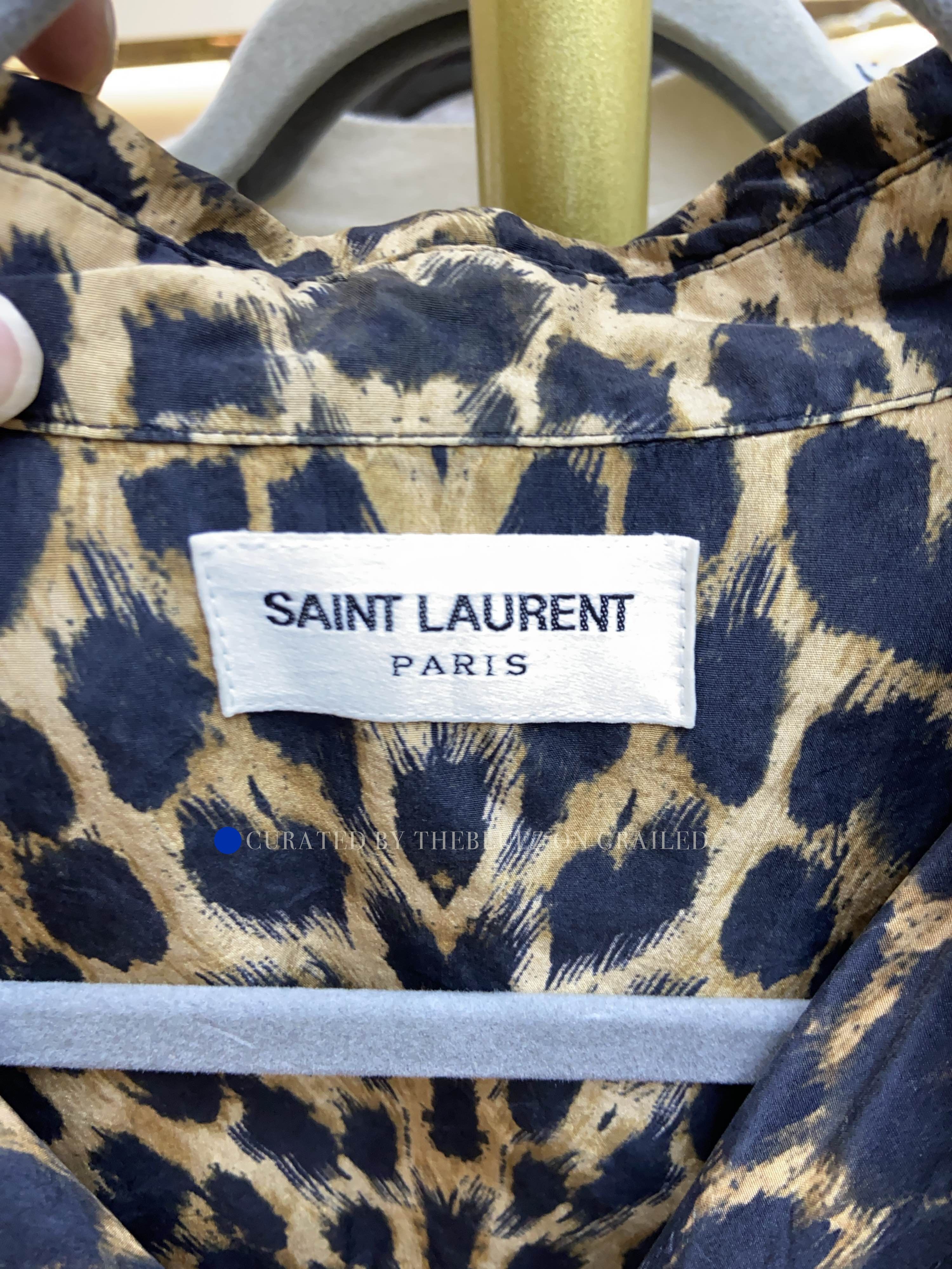 Saint Laurent Paris Leopard Print Silk Button-Up Shirt Size US M / EU 48-50 / 2 - 3 Thumbnail