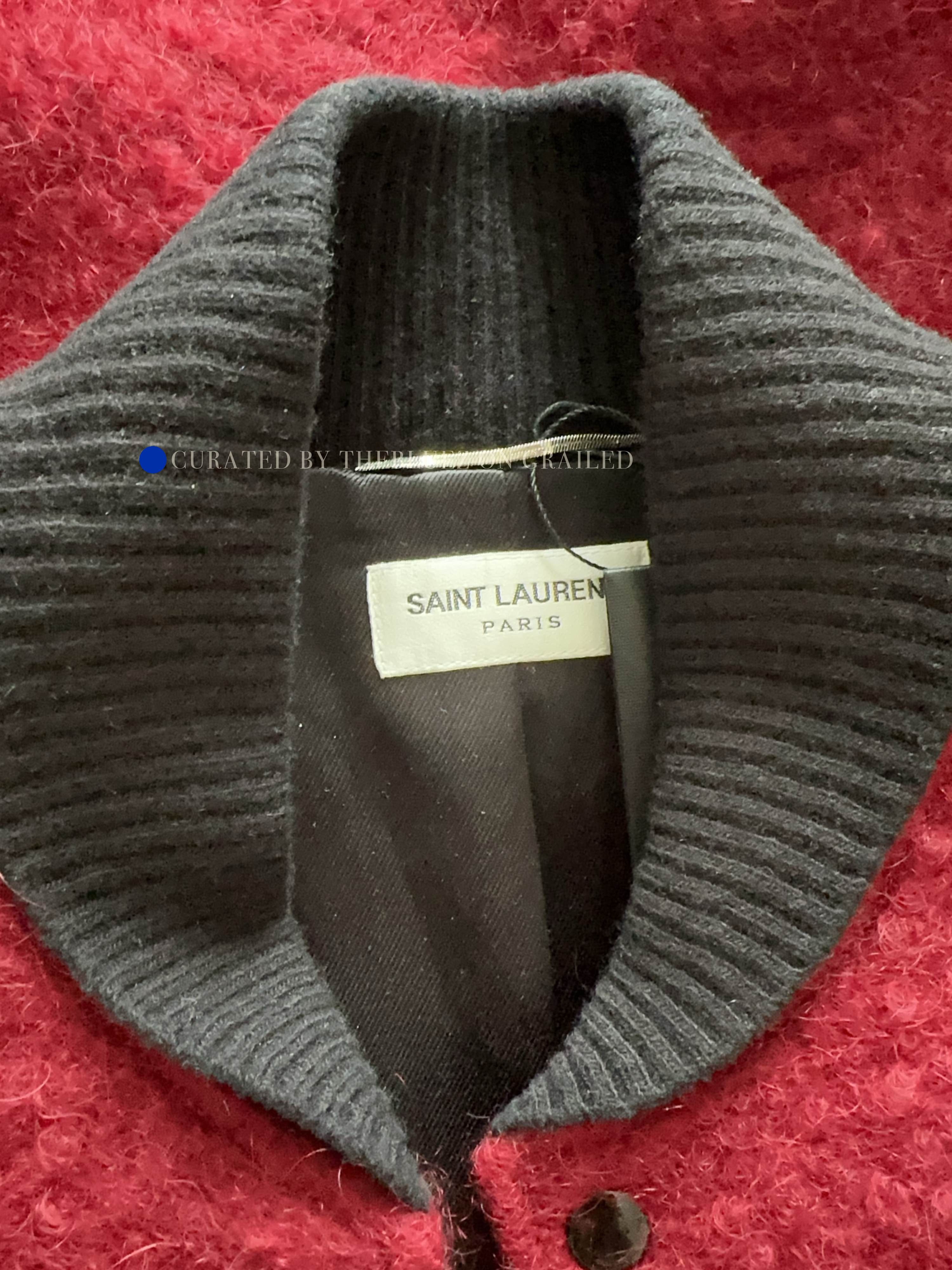 Saint Laurent Paris Wool & Leather Bomber Jacket in Red Size US M / EU 48-50 / 2 - 3 Thumbnail