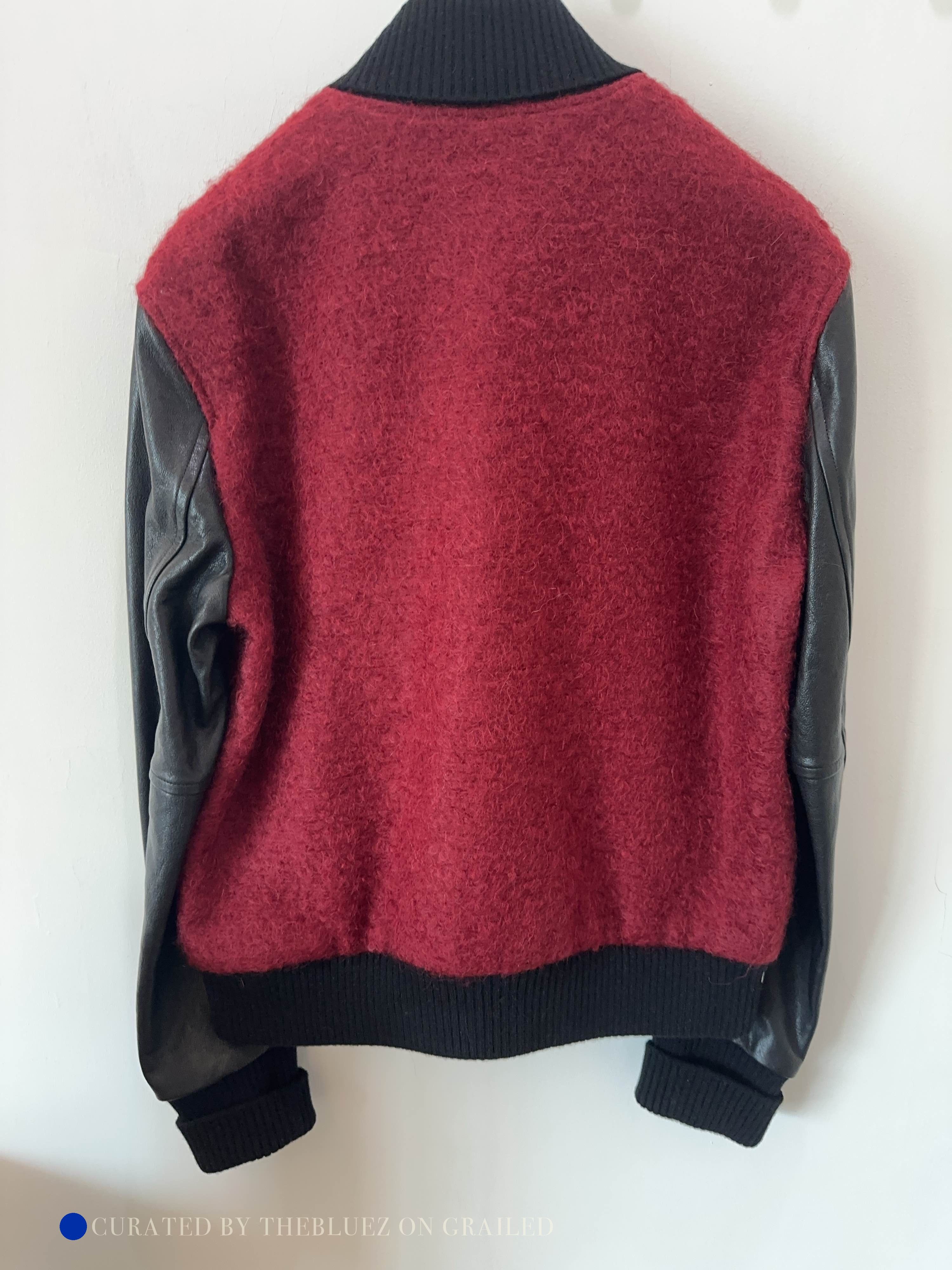 Saint Laurent Paris Wool & Leather Bomber Jacket in Red Size US M / EU 48-50 / 2 - 2 Thumbnail