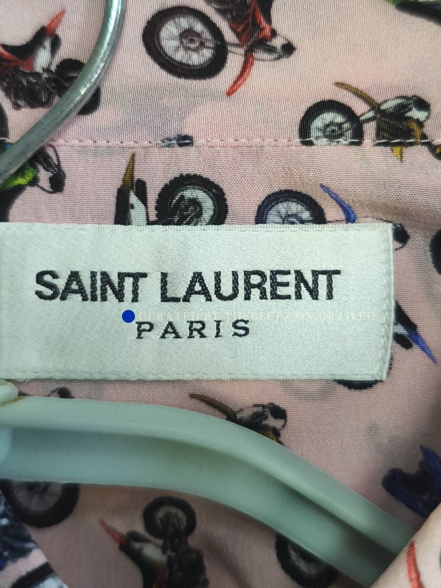 Saint Laurent Paris Pink Motorcycle Print Button-Up Shirt Size US M / EU 48-50 / 2 - 3 Thumbnail